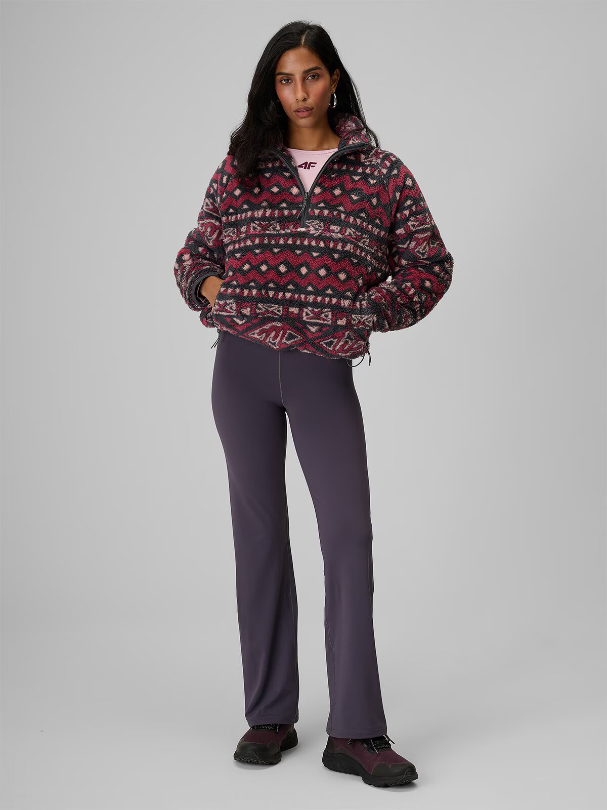 4F Polar cu guler loose pentru femei - multicolor XL