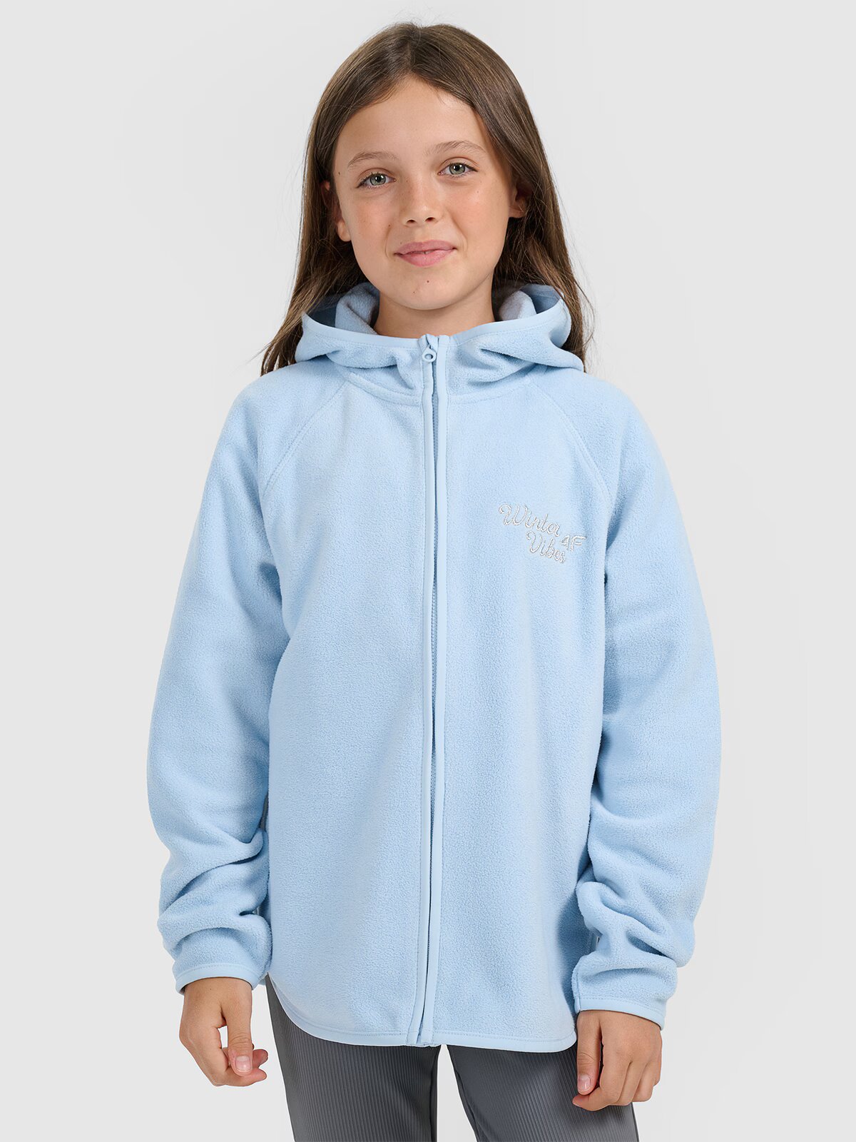 4F Polar loose cu glugă pentru fete - 122
