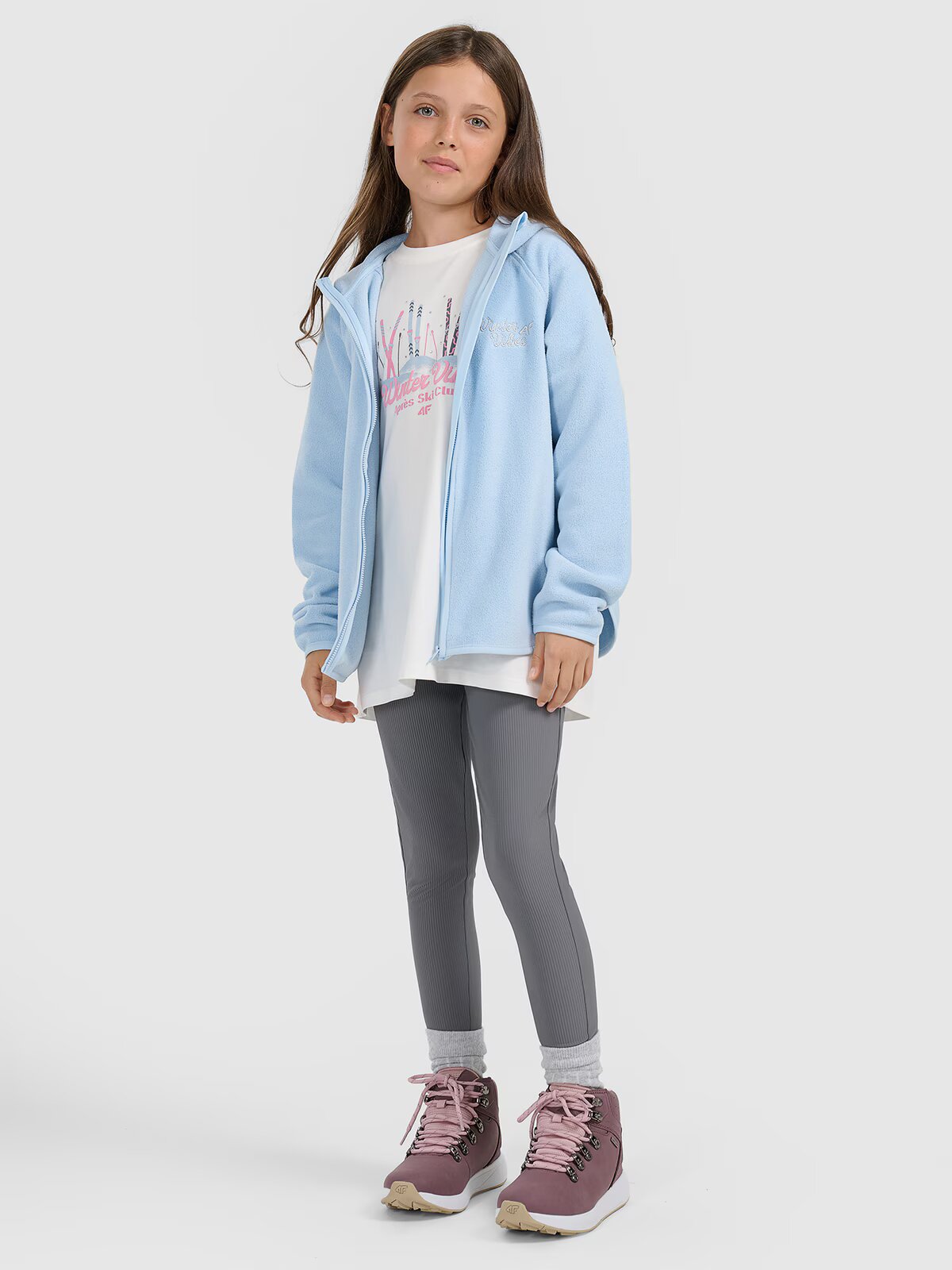 4F Polar loose cu glugă pentru fete - 122