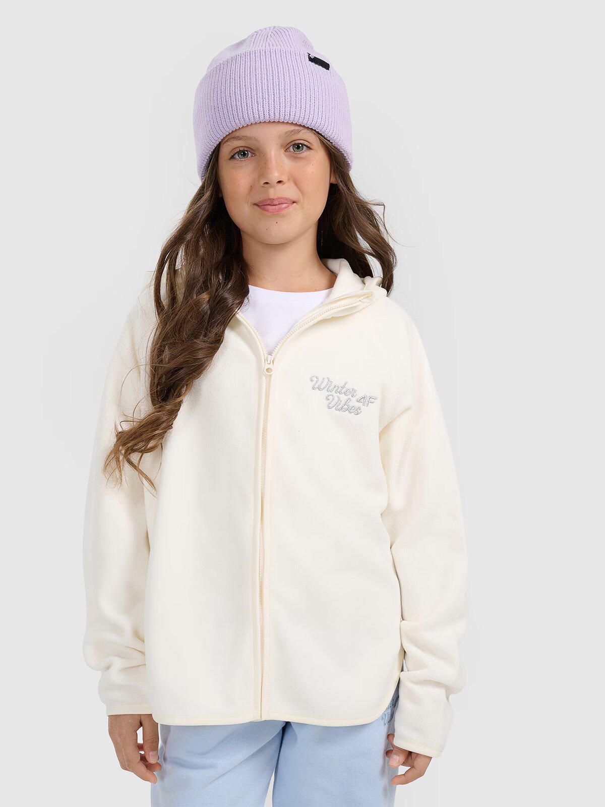 4F Polar loose cu glugă pentru fete - 146