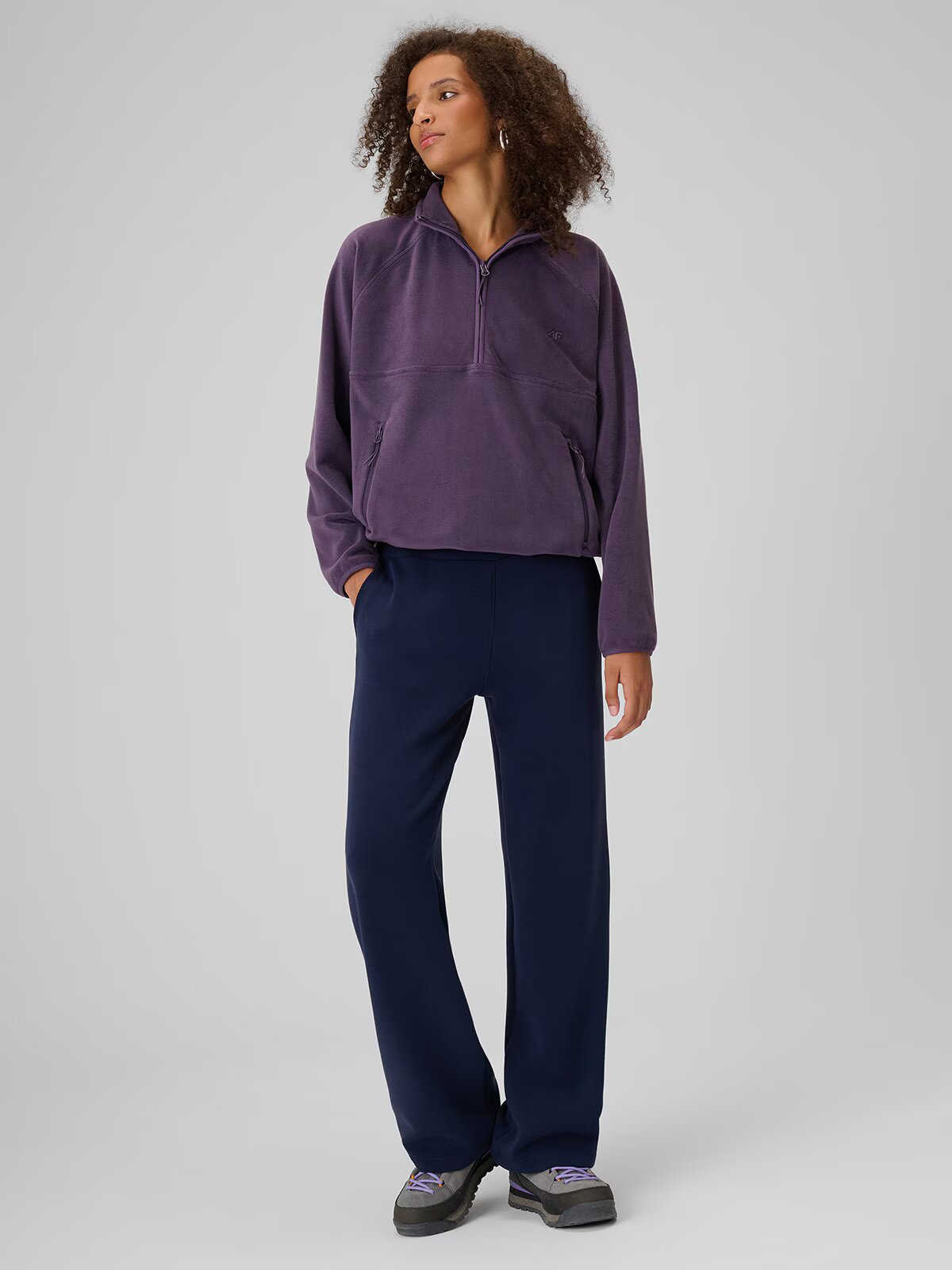 4F Polar loose cu guler înalt pentru femei - L