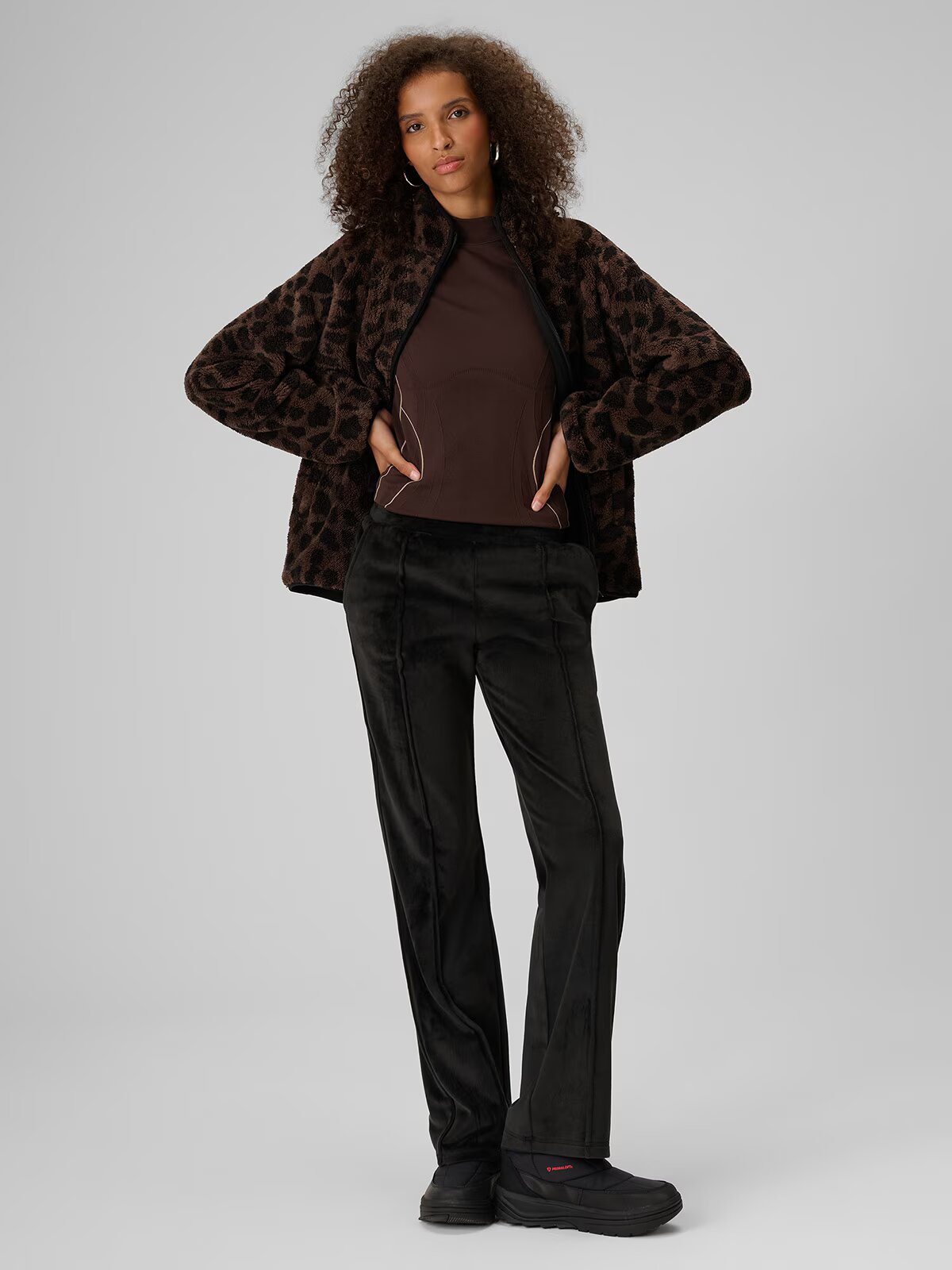 4F Polar loose cu guler pentru femei - maro XS
