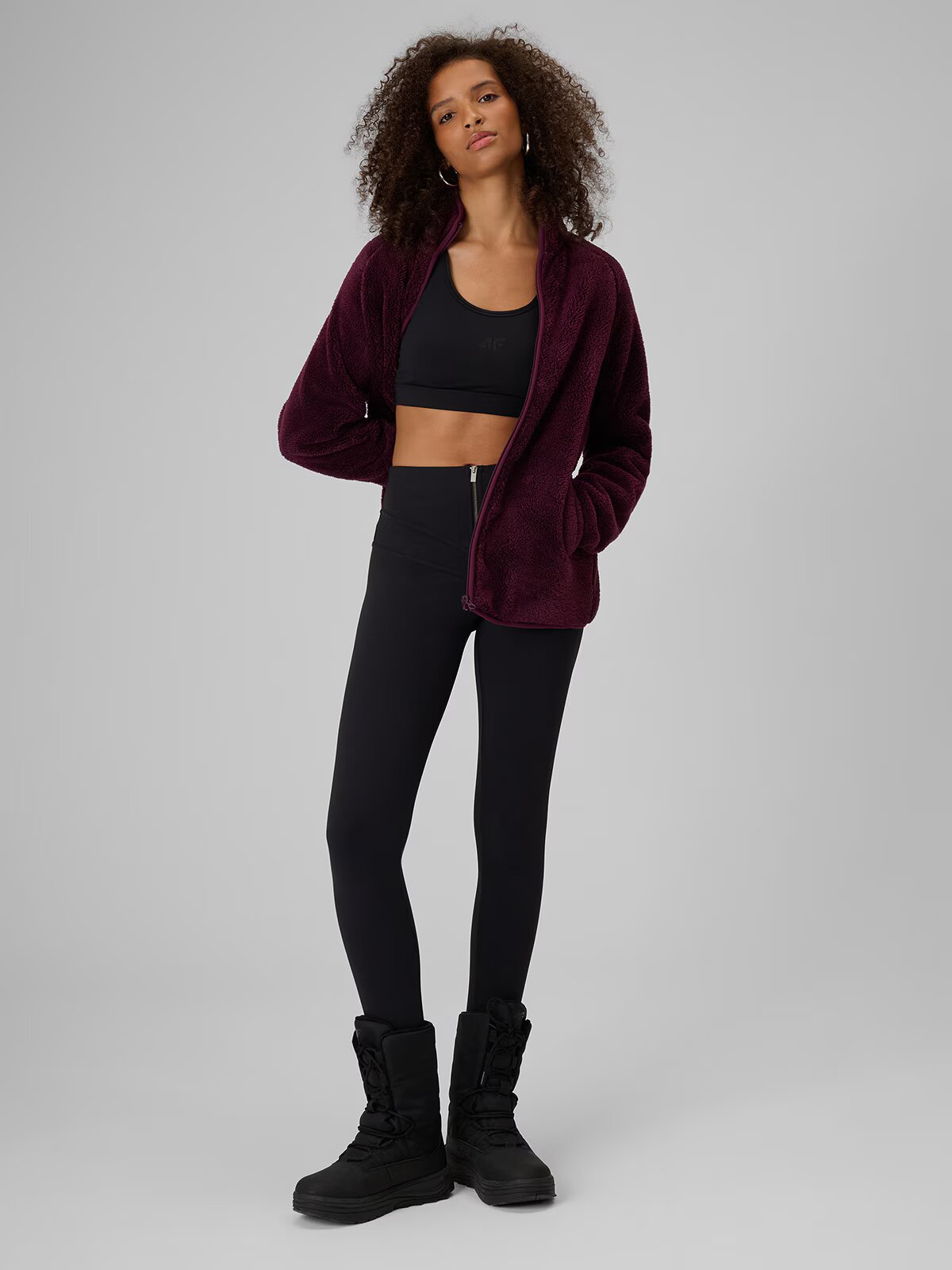 4F Polar loose cu guler pentru femei - M