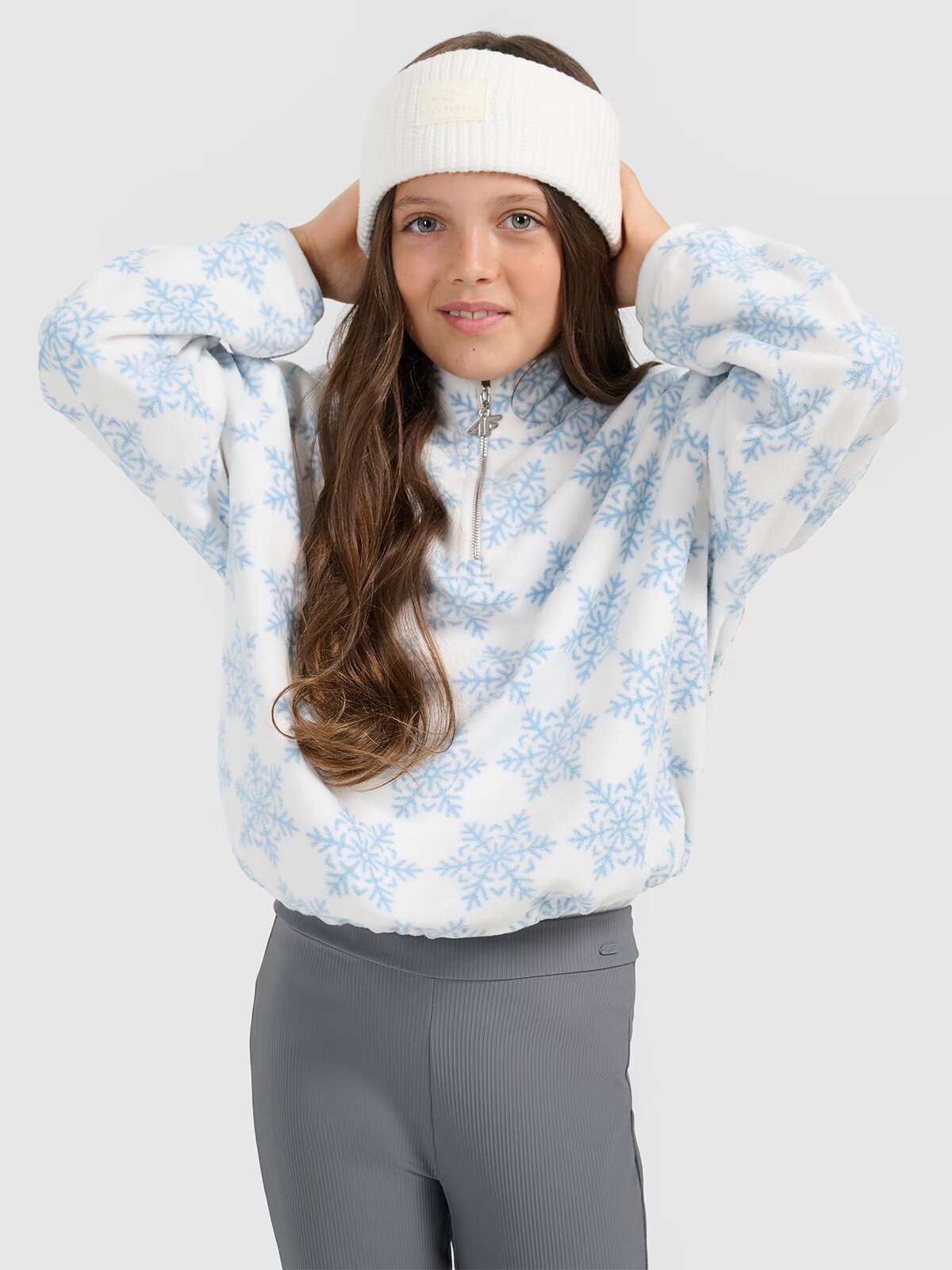 4F Polar oversize cu imprimeu pentru fete - 152