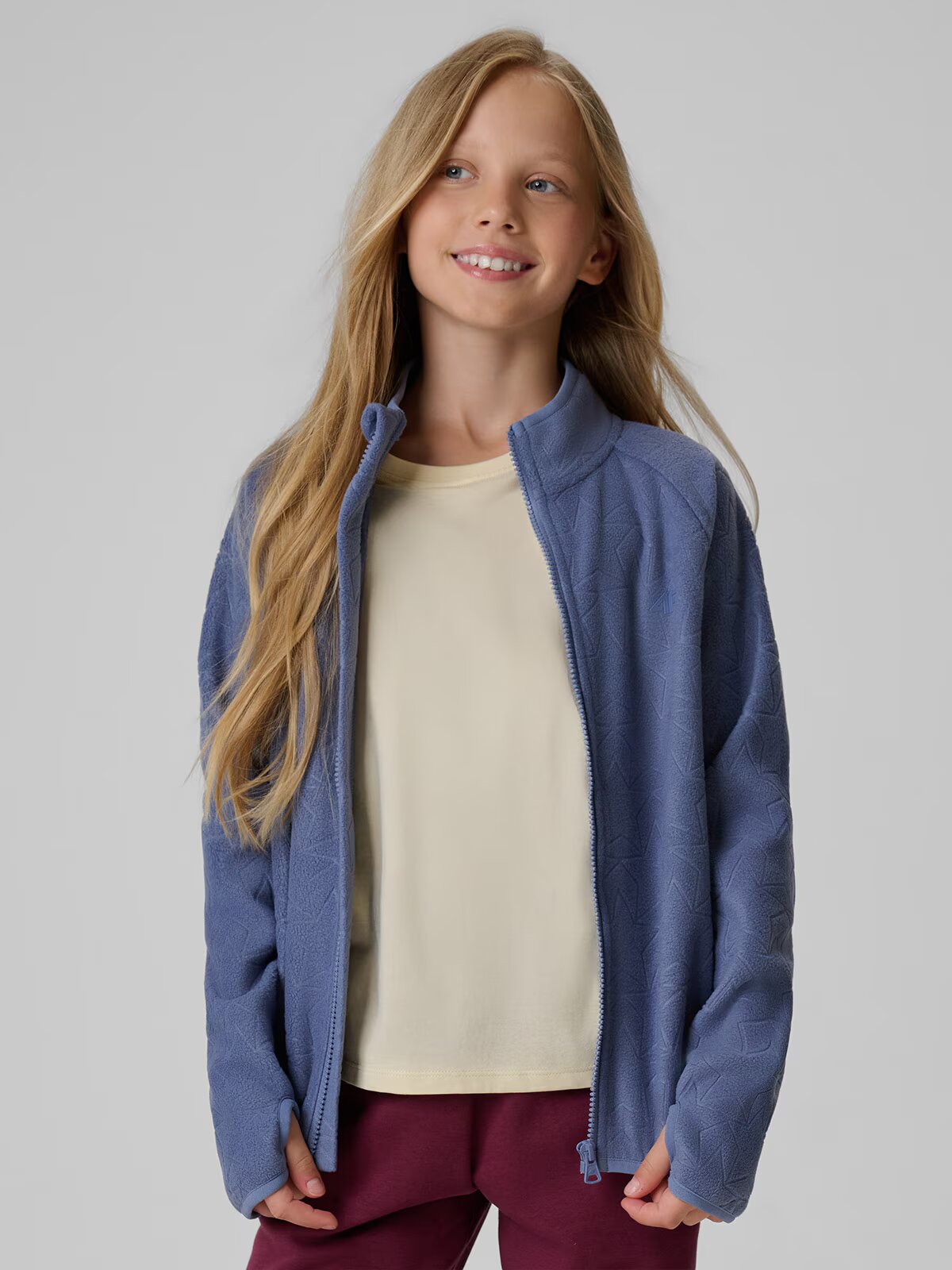 4F Polar regular cu guler înalt pentru fete - denim 140