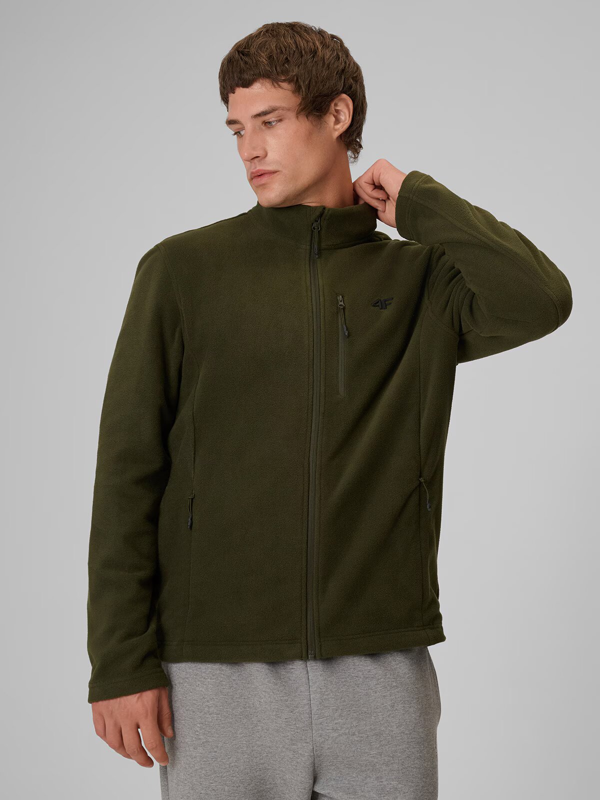 4F Polar regular cu guler pentru bărbați - khaki S