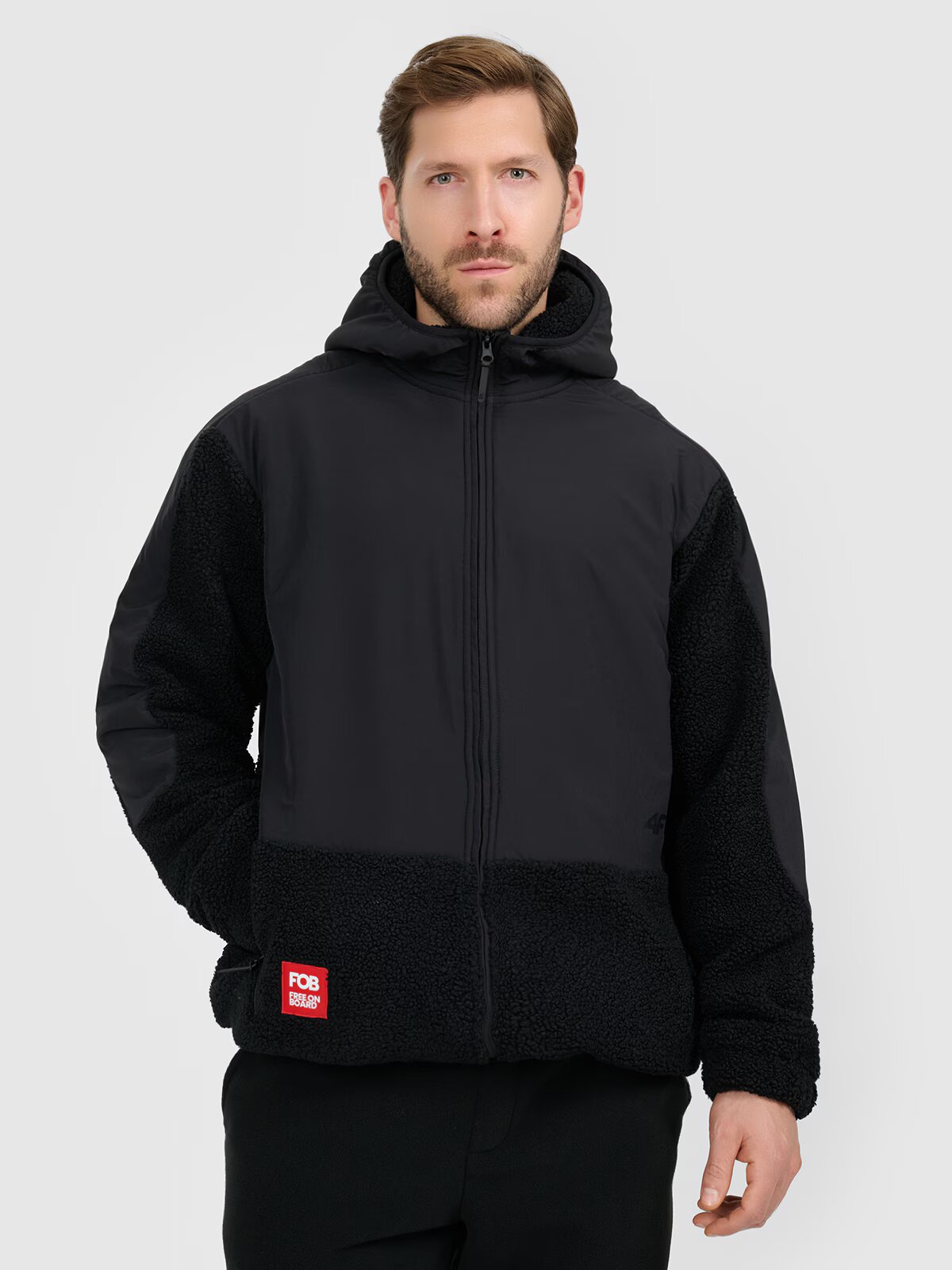 4F Polar sherpa loose cu glugă pentru bărbați - S