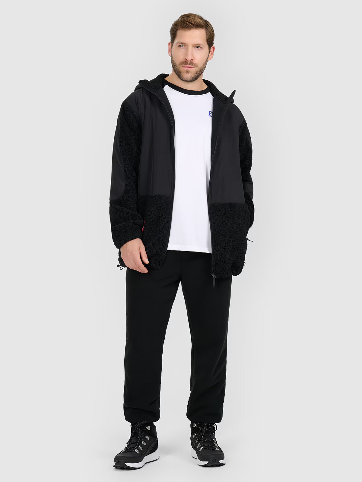 4F Polar sherpa loose cu glugă pentru bărbați - S