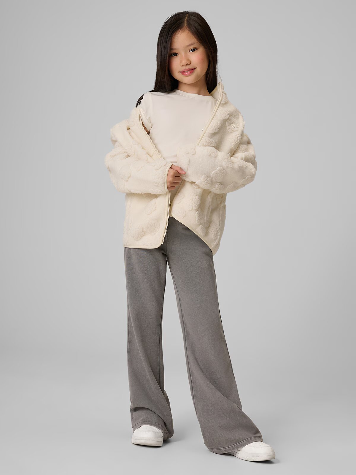 4F Polar sherpa regular cu guler pentru fete - crem 122