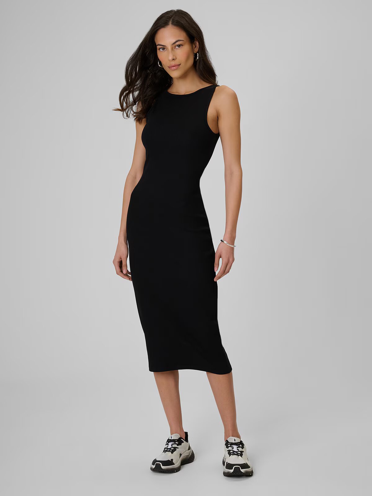 4F Rochie din tricot reiat pentru femei - neagră XS