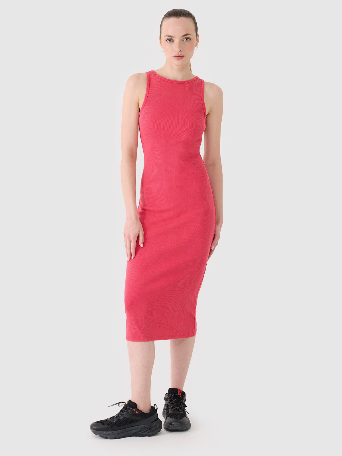 4F Rochie din tricot striat pentru femei - M