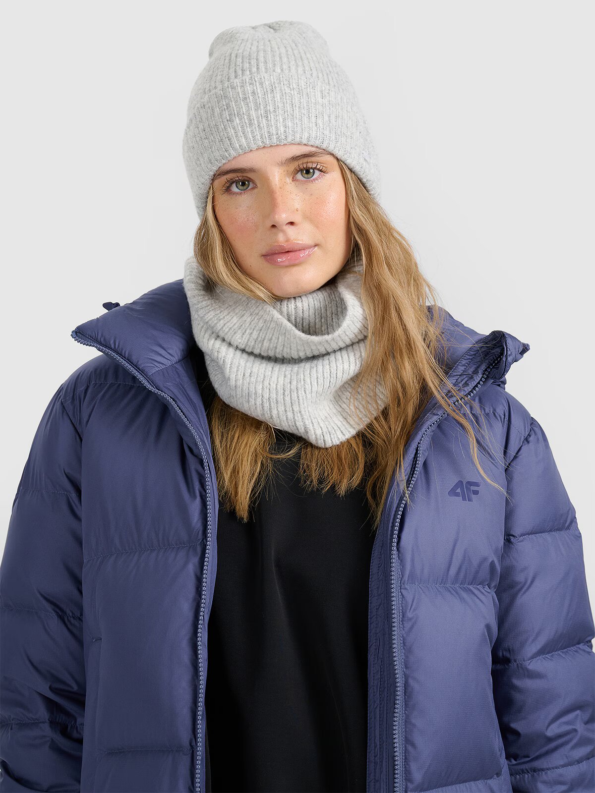 4F Set de iarnă căciulă și fular circular unisex - S