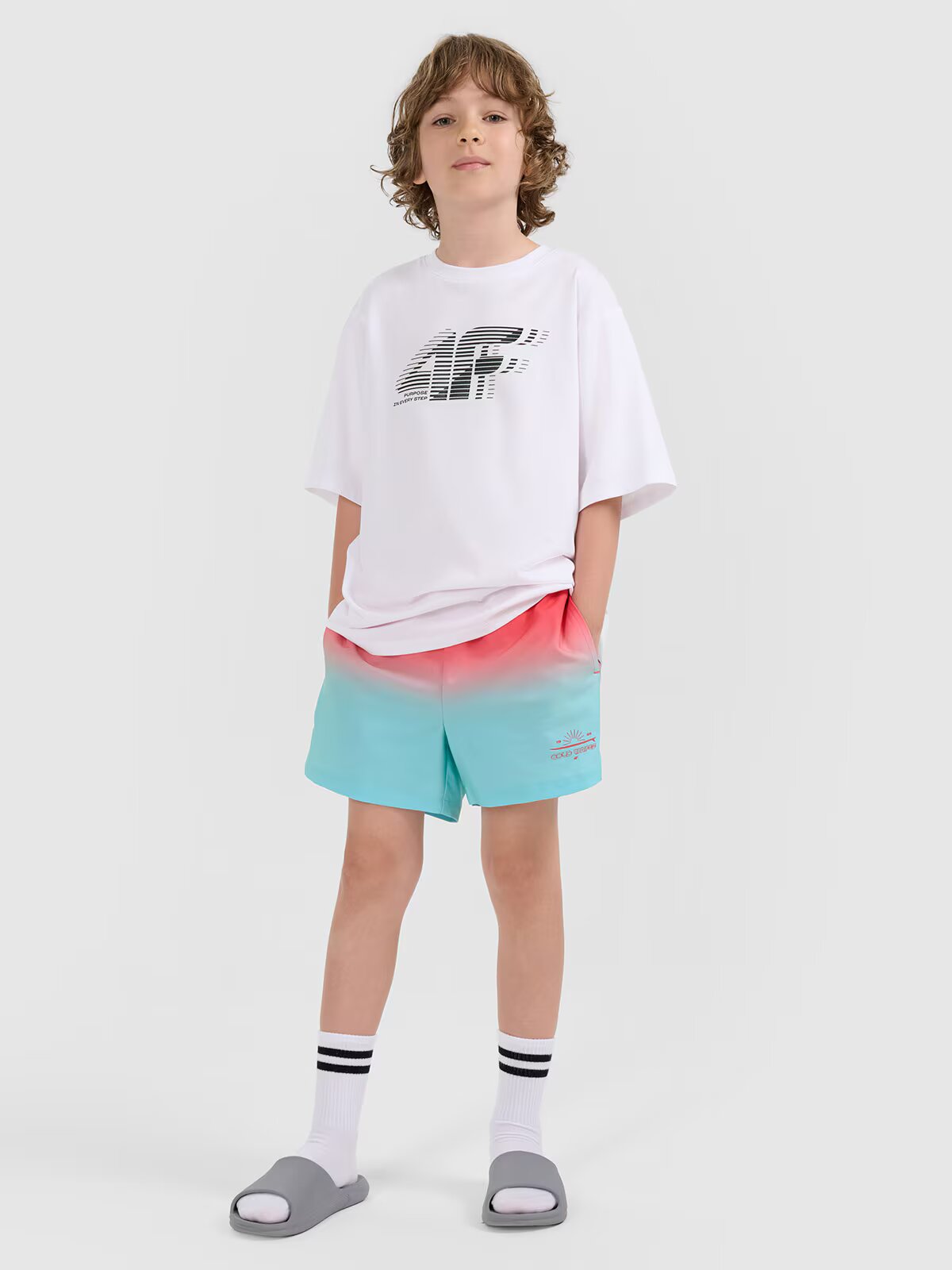 4F Șort de plajă boardshort pentru băieți - 158/164 (12-14 ani)