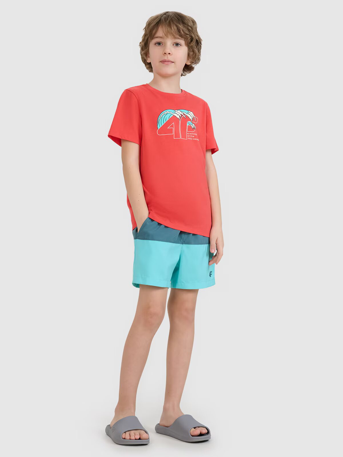 4F Șort de plajă boardshort pentru băieți - 134/140 (8-10 ani)