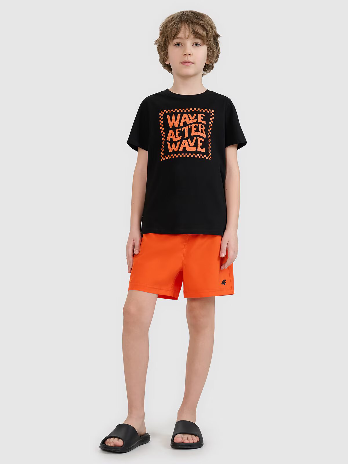 4F Șort de plajă boardshort pentru băieți - roșu 134/140 (8-10 ani)