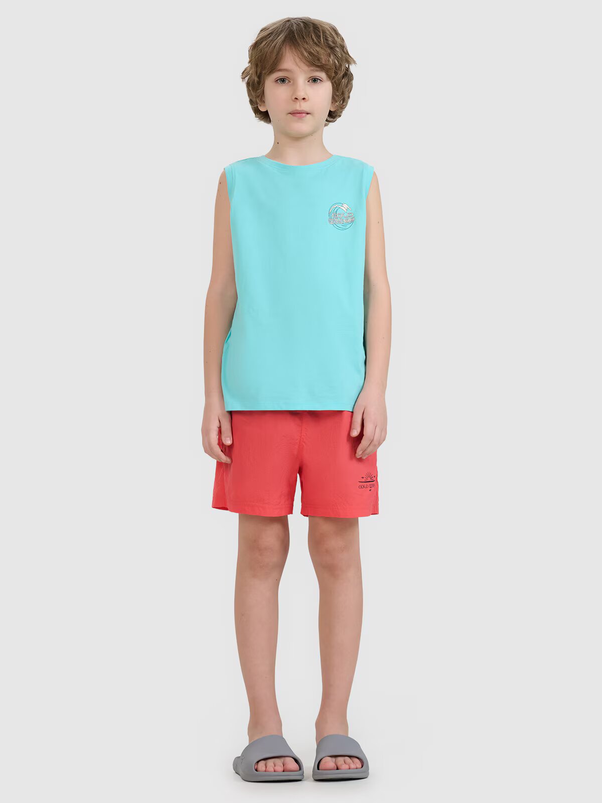 4F Șort de plajă boardshort pentru băieți - roșu 146/152 (10-12 ani)
