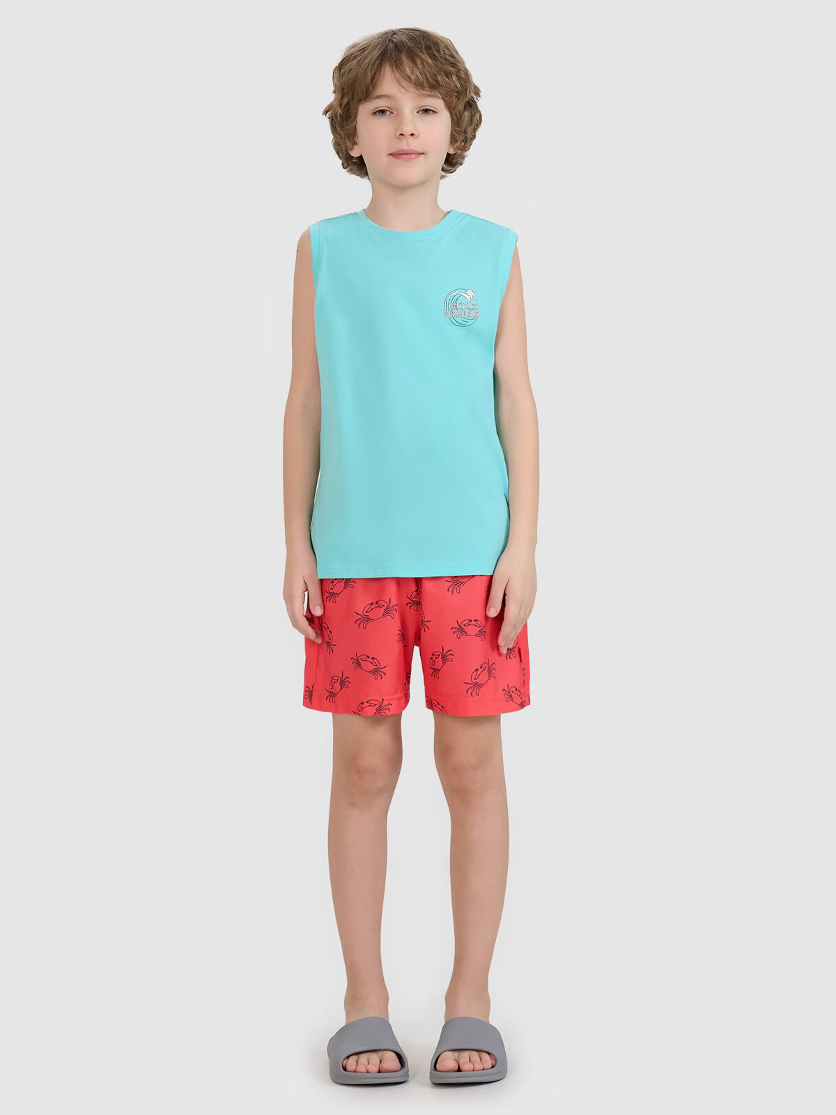 4F Șort de plajă boardshort pentru băieți - roșu 134/140 (8-10 ani)