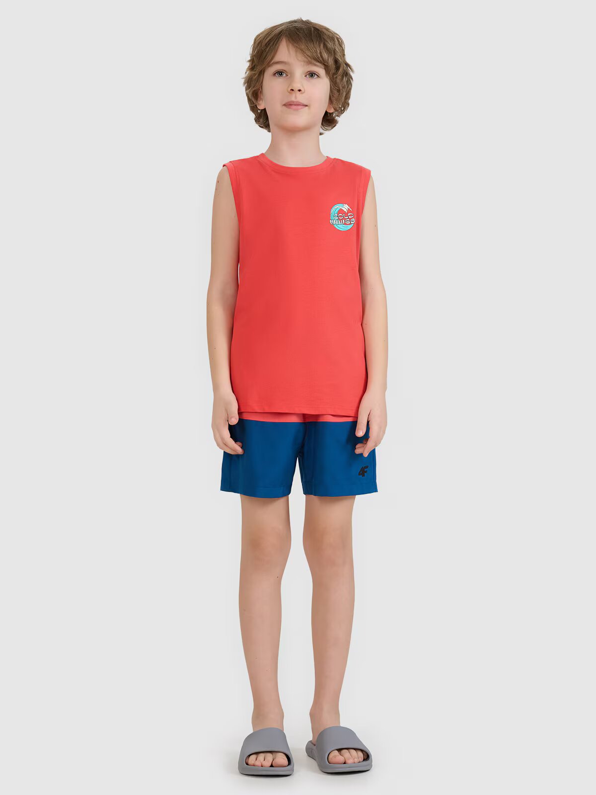 4F Șort de plajă boardshort pentru băieți - roz 158/164 (12-14 ani)