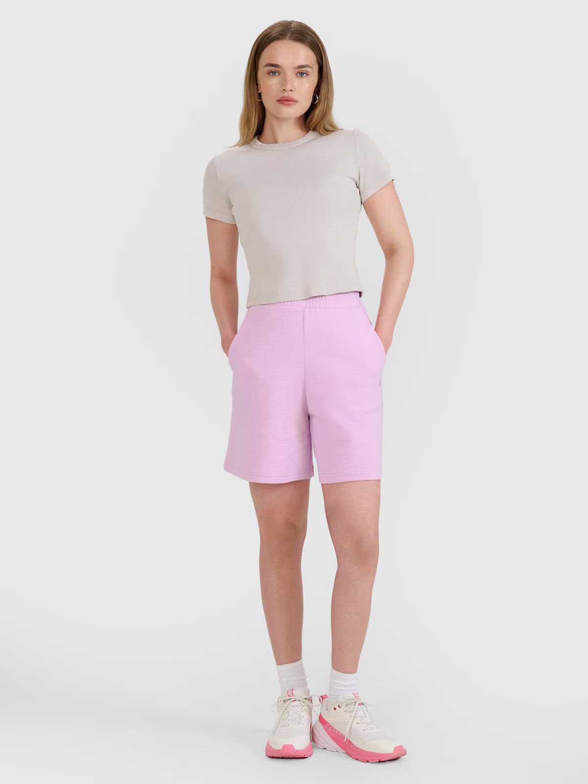 4F Șort de trening din tricot structural pentru femei - XS