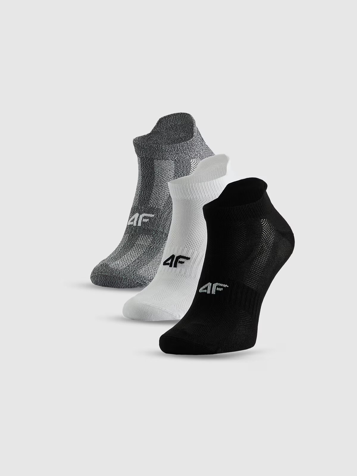 4F Șosete de antrenament scurte (3-pack) pentru bărbați - gri+alb+negru 39-42