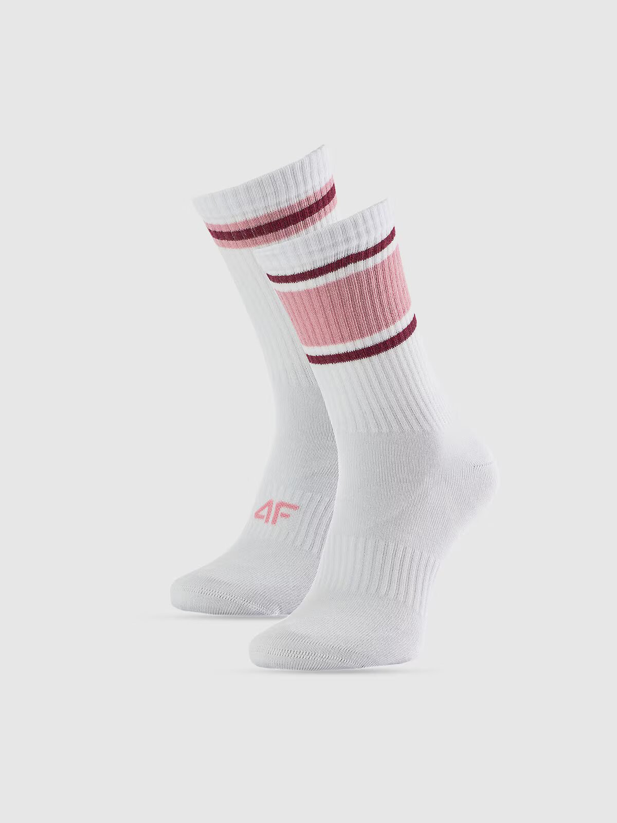 4F Șosete lungi (2-pack) pentru femei - albe 35-38