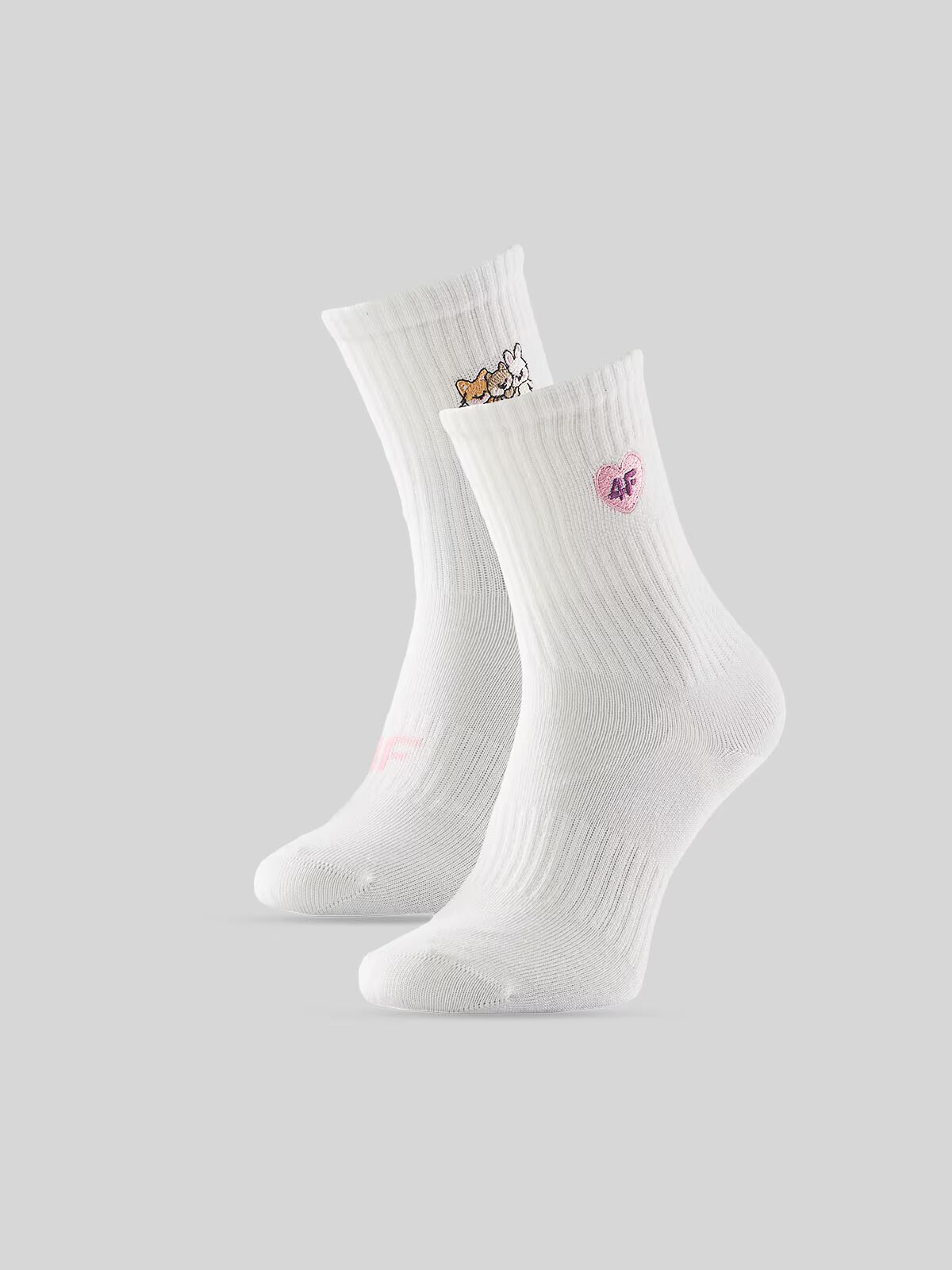 4F Șosete lungi (2-pack) pentru fete - albe 35-37