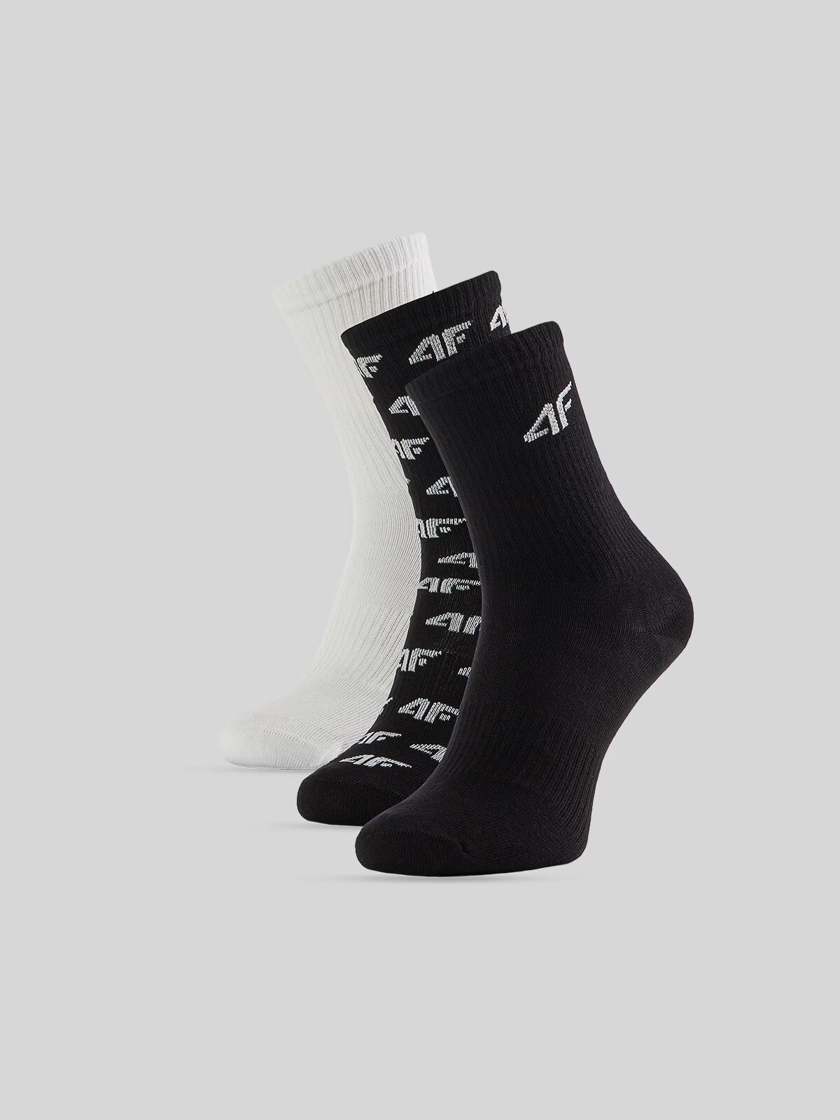 4F Șosete lungi (3-pack) pentru băieți - alb-negru 32-34