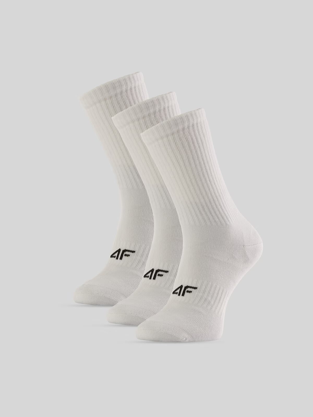 4F Șosete lungi (3-pack) pentru femei - albe 35-38