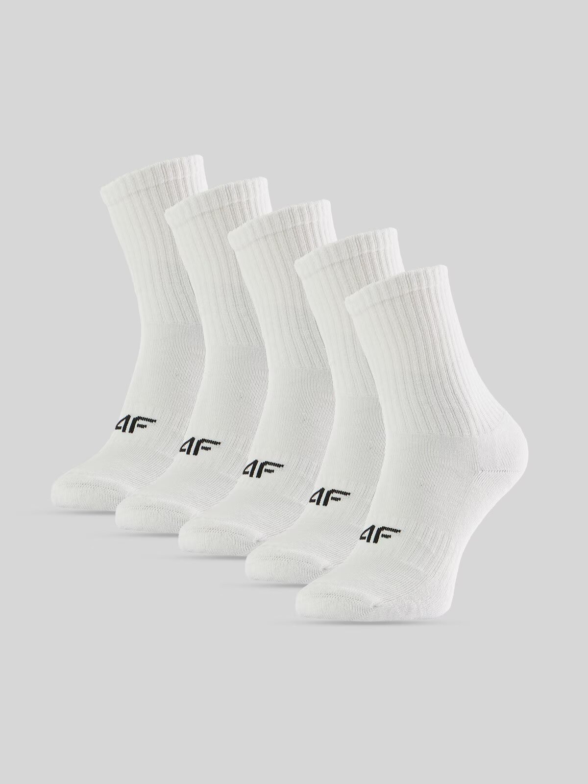 4F Șosete lungi (5-pack) pentru băieți - albe 35-37
