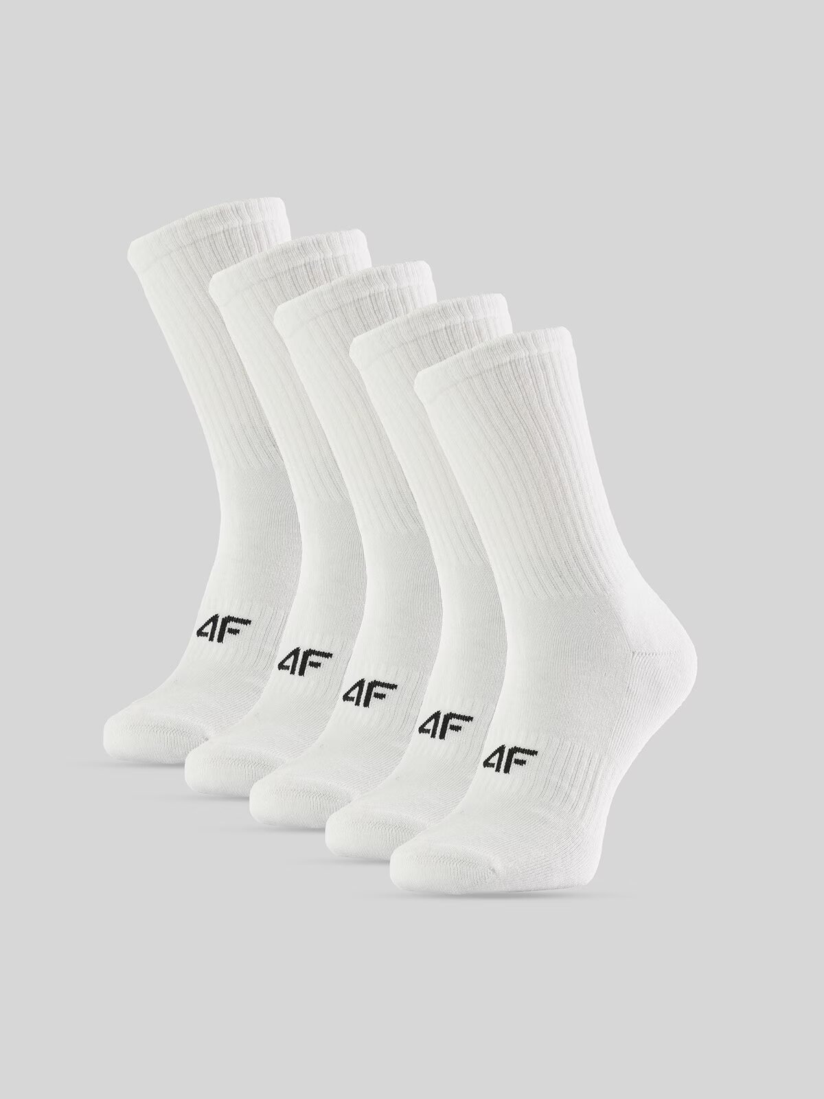 4F Șosete lungi (5-pack) pentru bărbați - albe 39-42