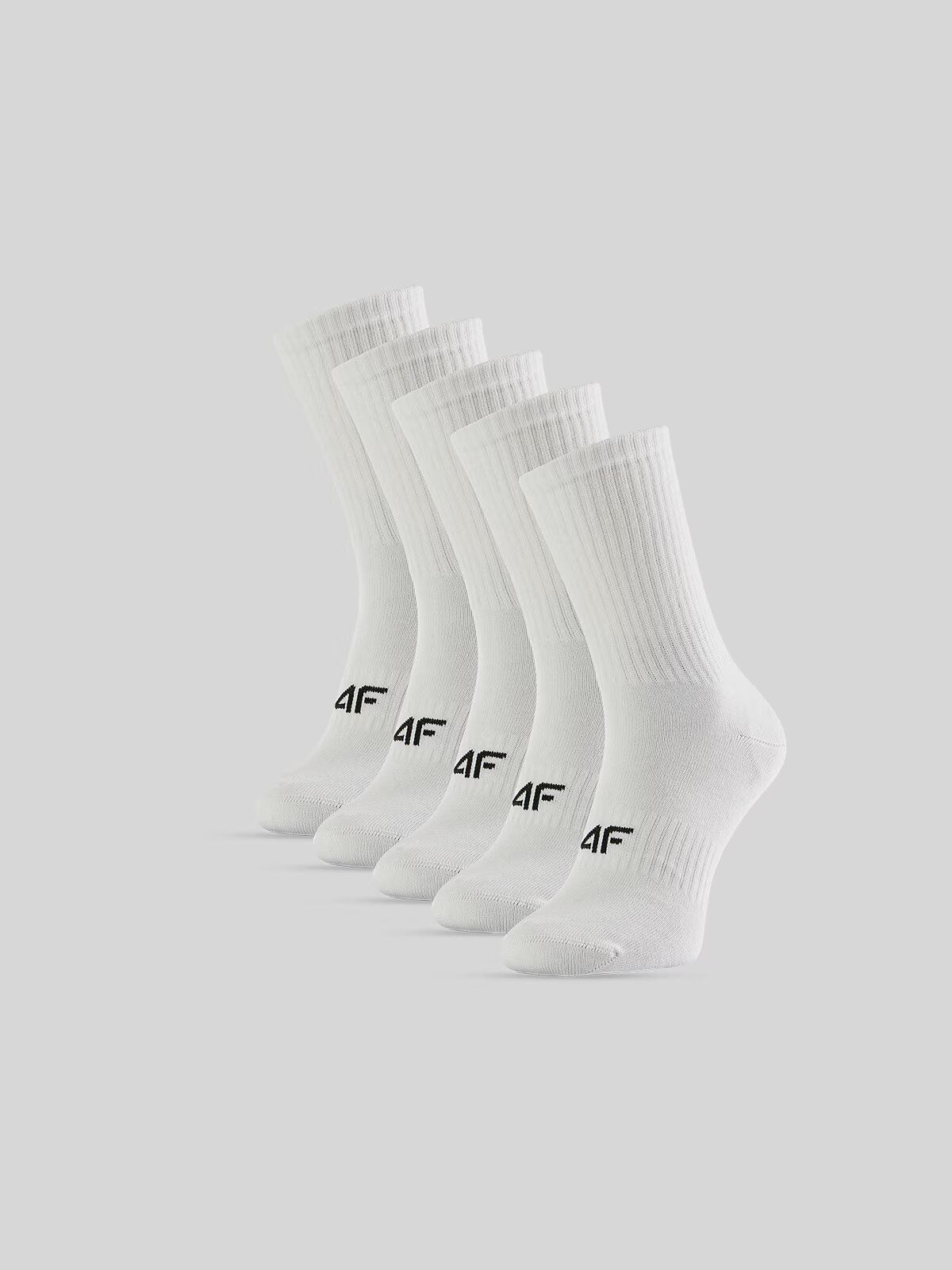 4F Șosete lungi (5-pack) pentru bărbați - albe 39-42