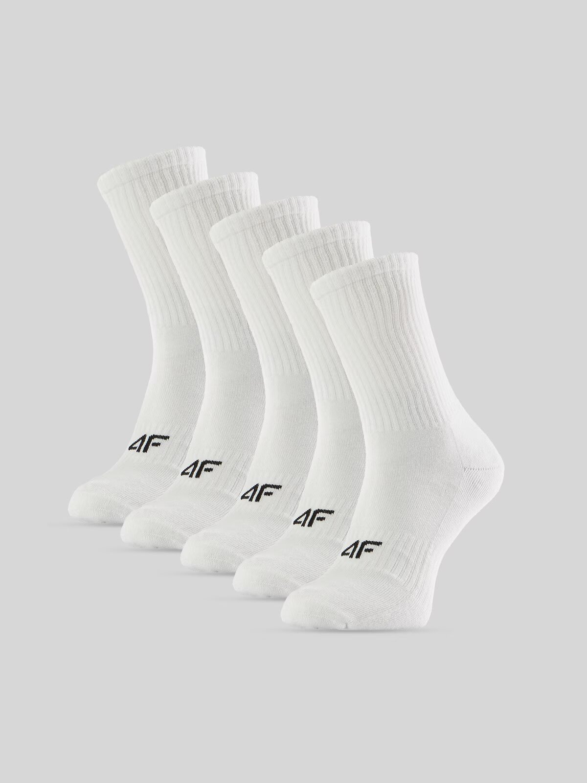 4F Șosete lungi (5-pack) pentru femei - albe 35-38
