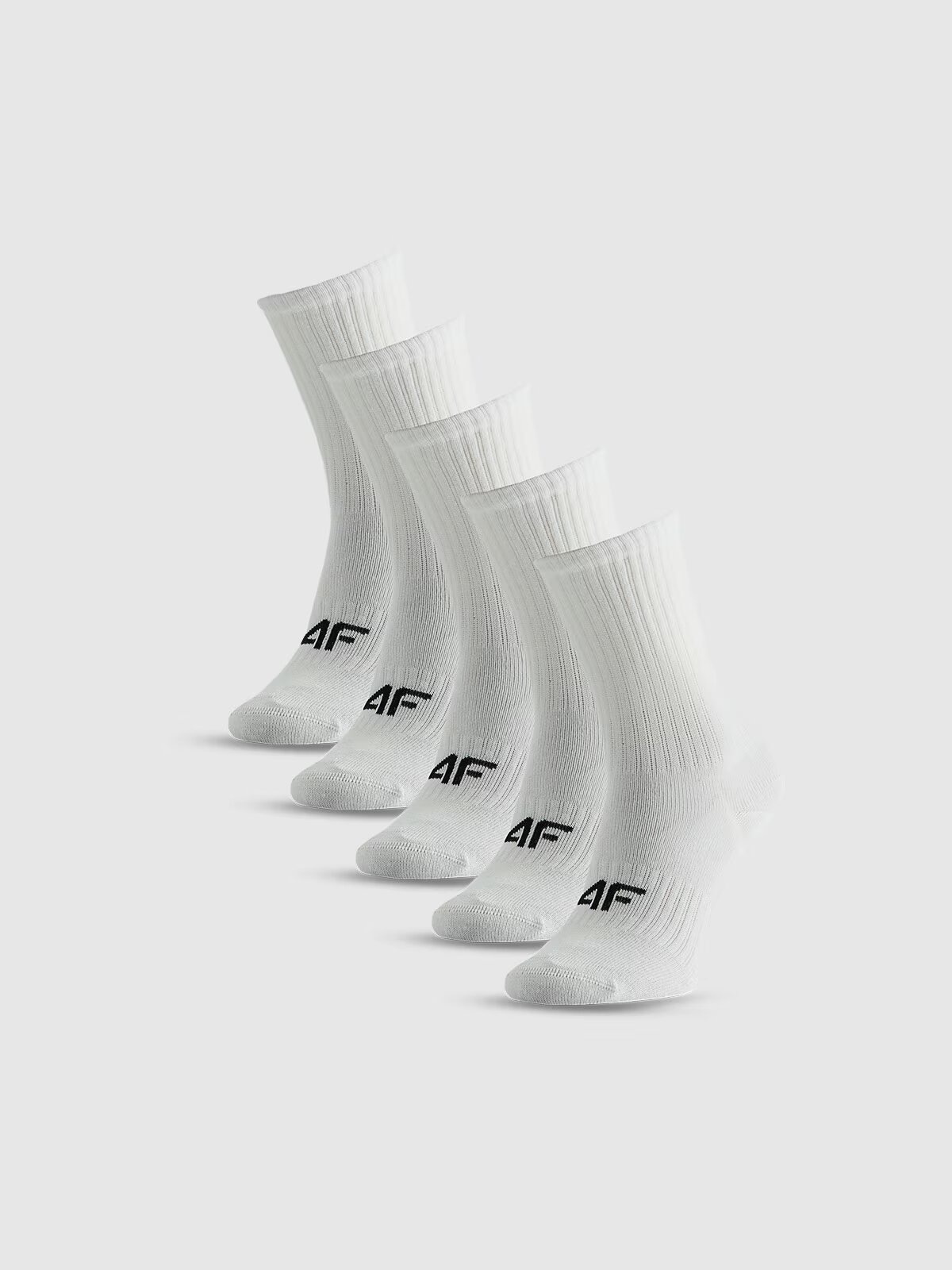 4F Șosete lungi (pachet de 5) pentru fete - albe 38-40
