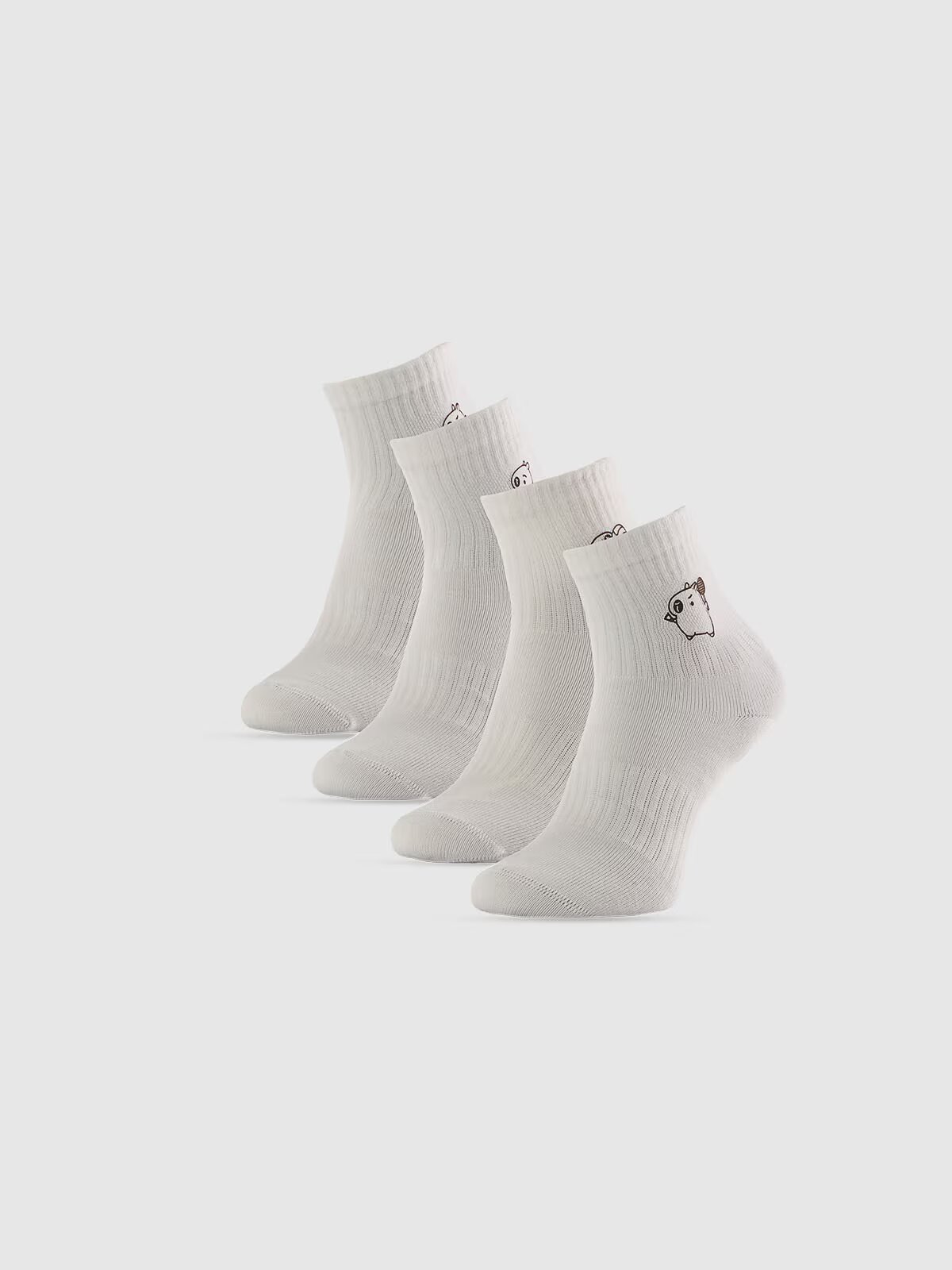 4F Șosete scurte (4-pack) pentru fete - albe 32-34