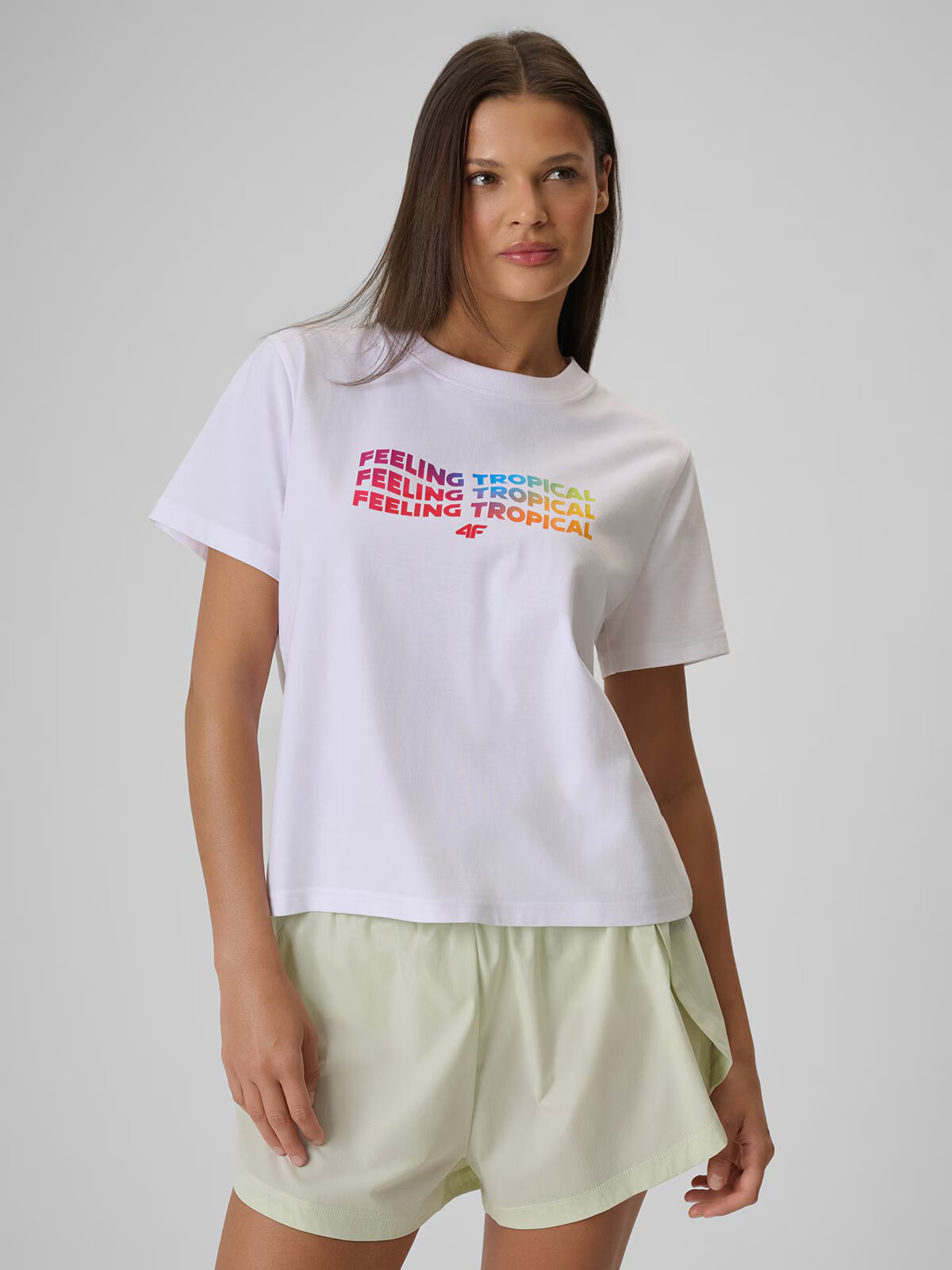 4F T-shirt boxy cu imprimeu pentru femei - XS