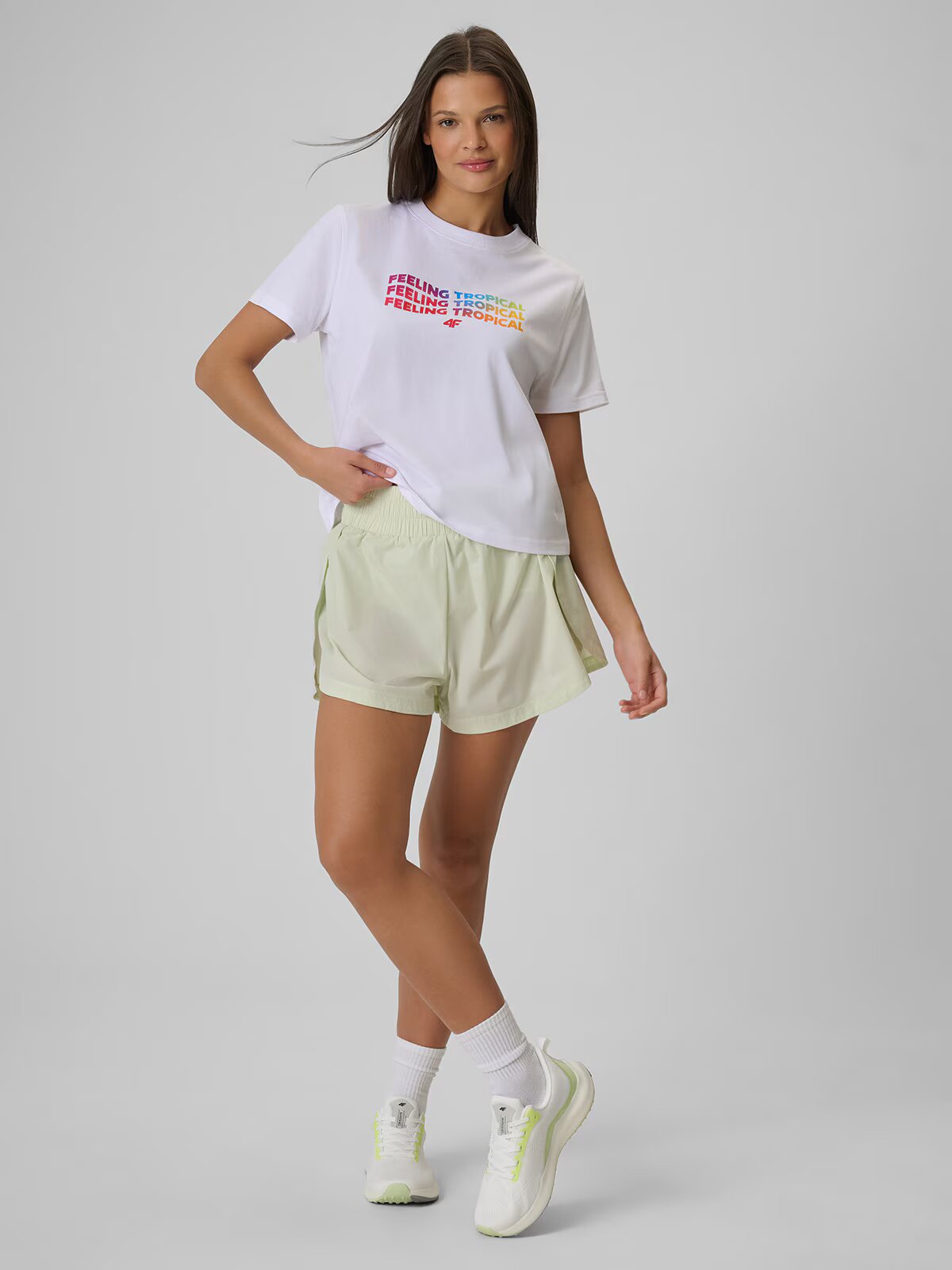 4F T-shirt boxy cu imprimeu pentru femei - XS