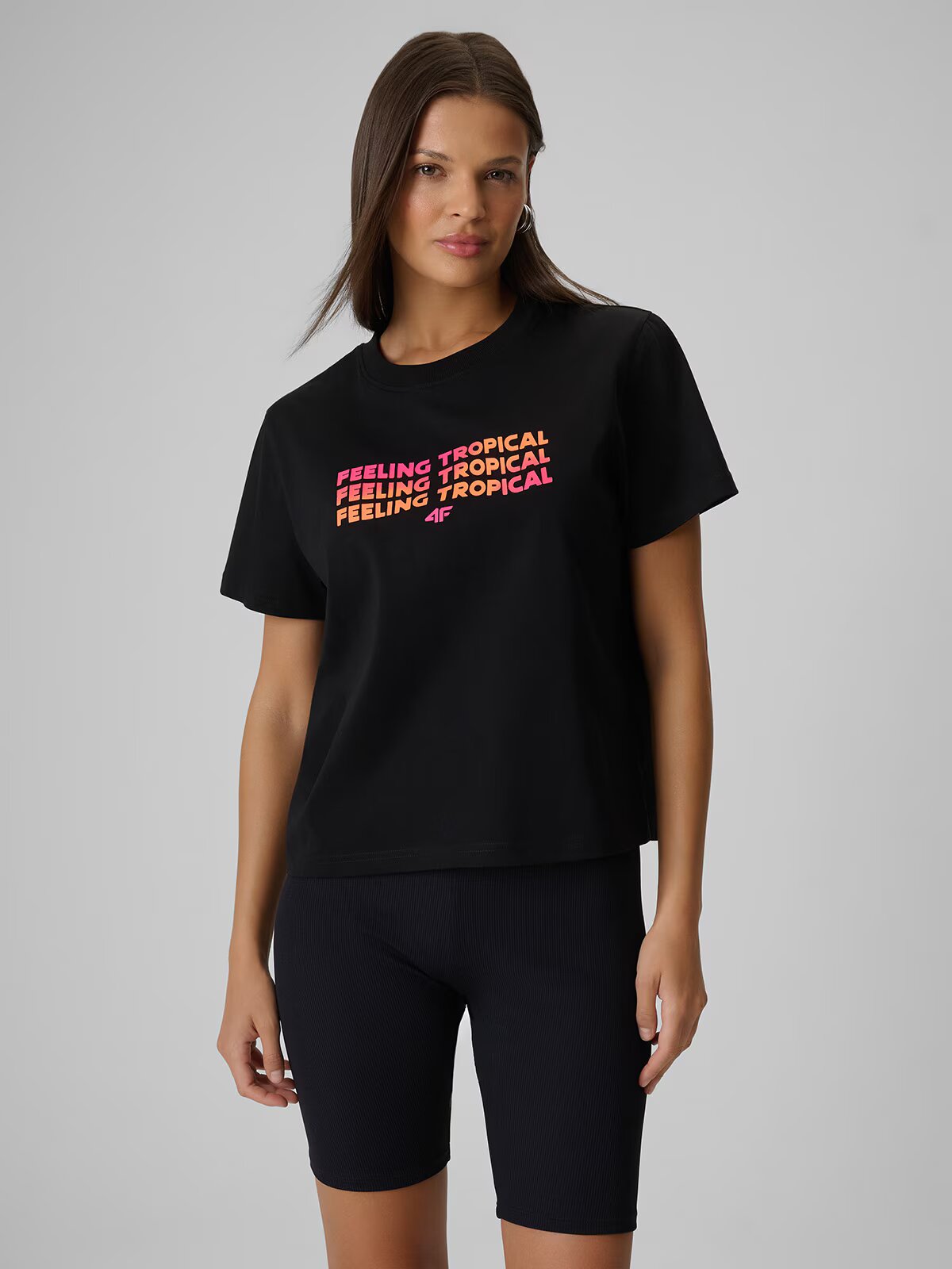 4F T-shirt boxy cu imprimeu pentru femei - XS