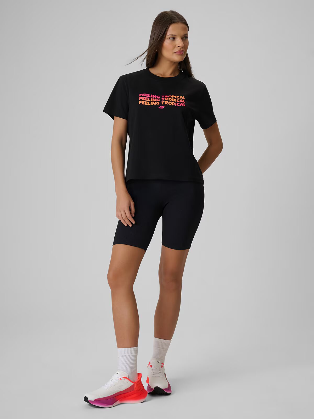 4F T-shirt boxy cu imprimeu pentru femei - XS