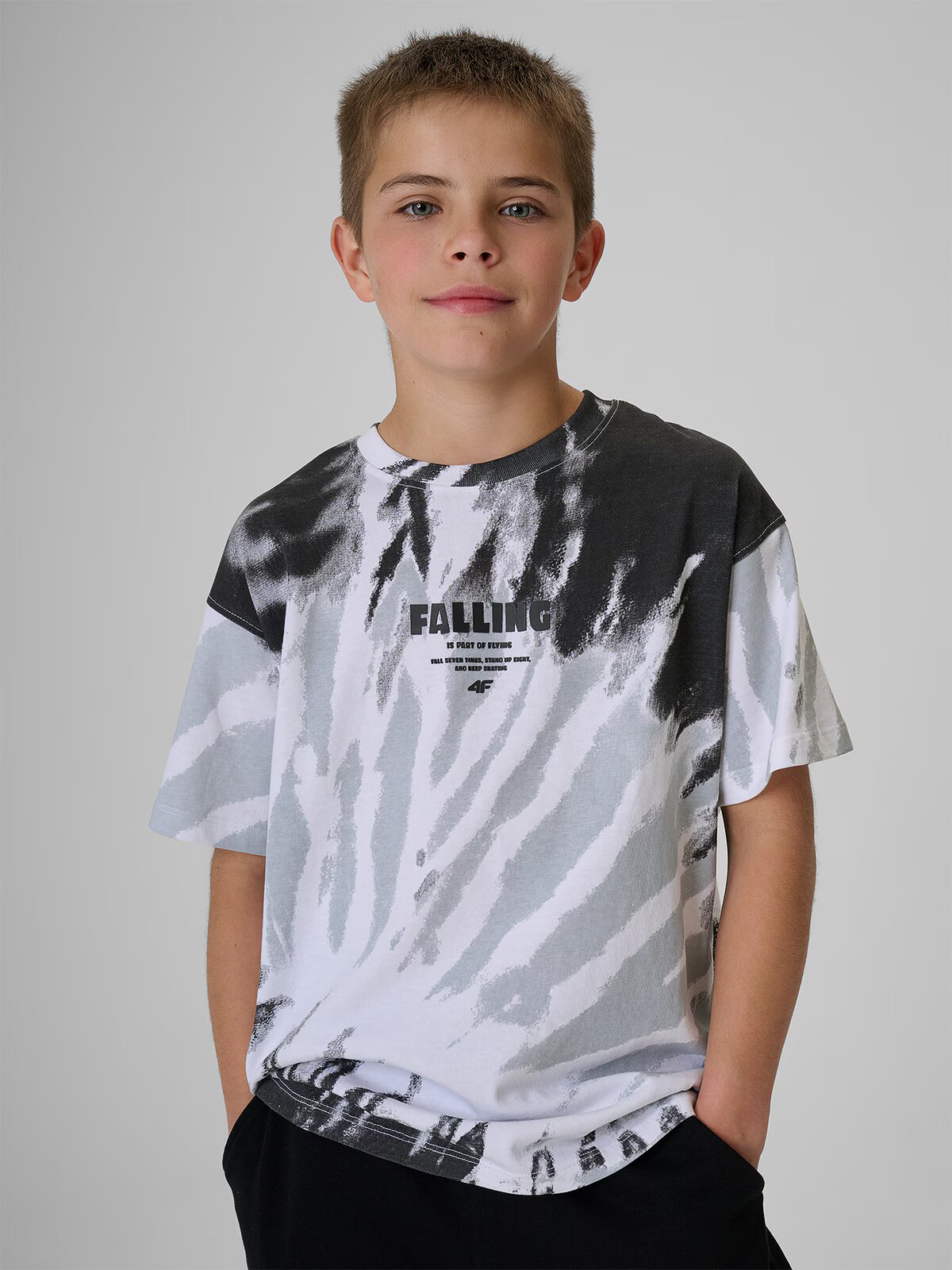 4F T-shirt loose cu imprimeu băieți - 146/152 (10-12 ani)