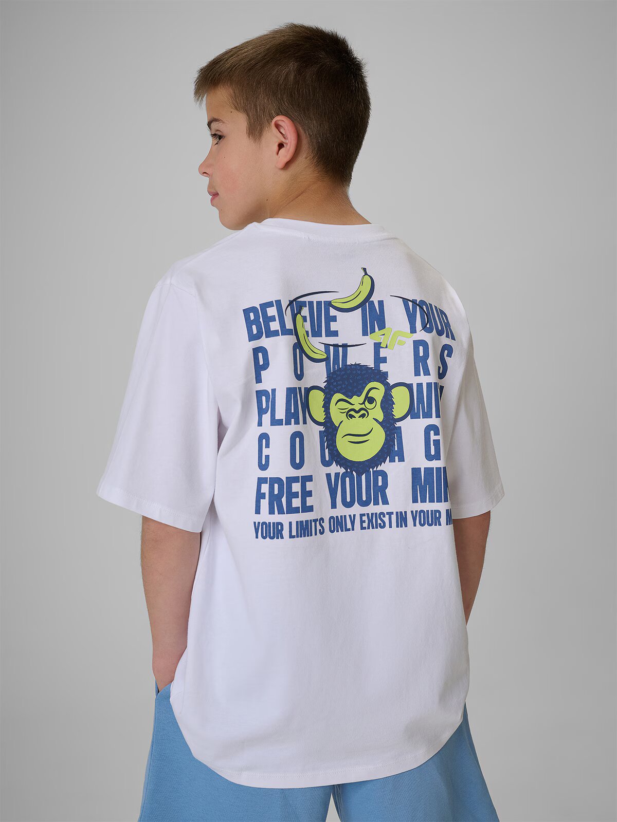 4F T-shirt loose cu imprimeu băieți - 122/128 (6-8 ani)