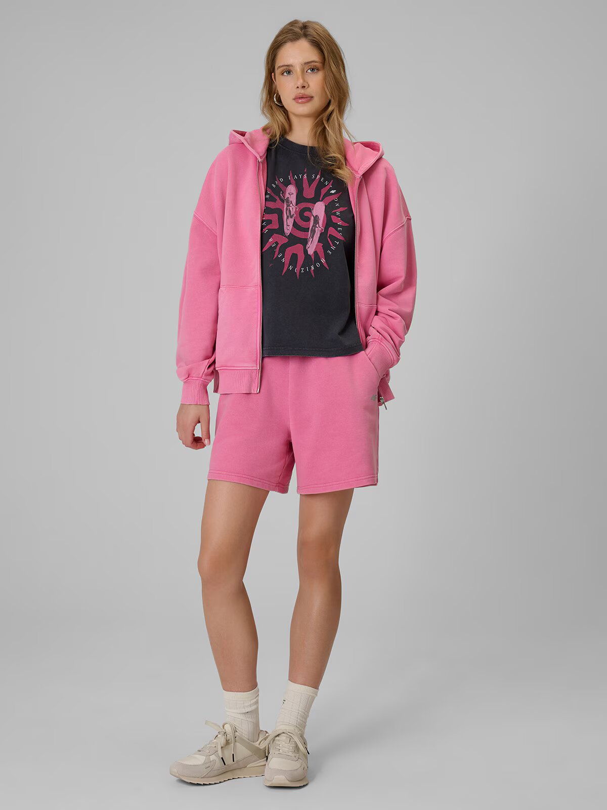 4F T-shirt loose cu imprimeu pentru femei - XS