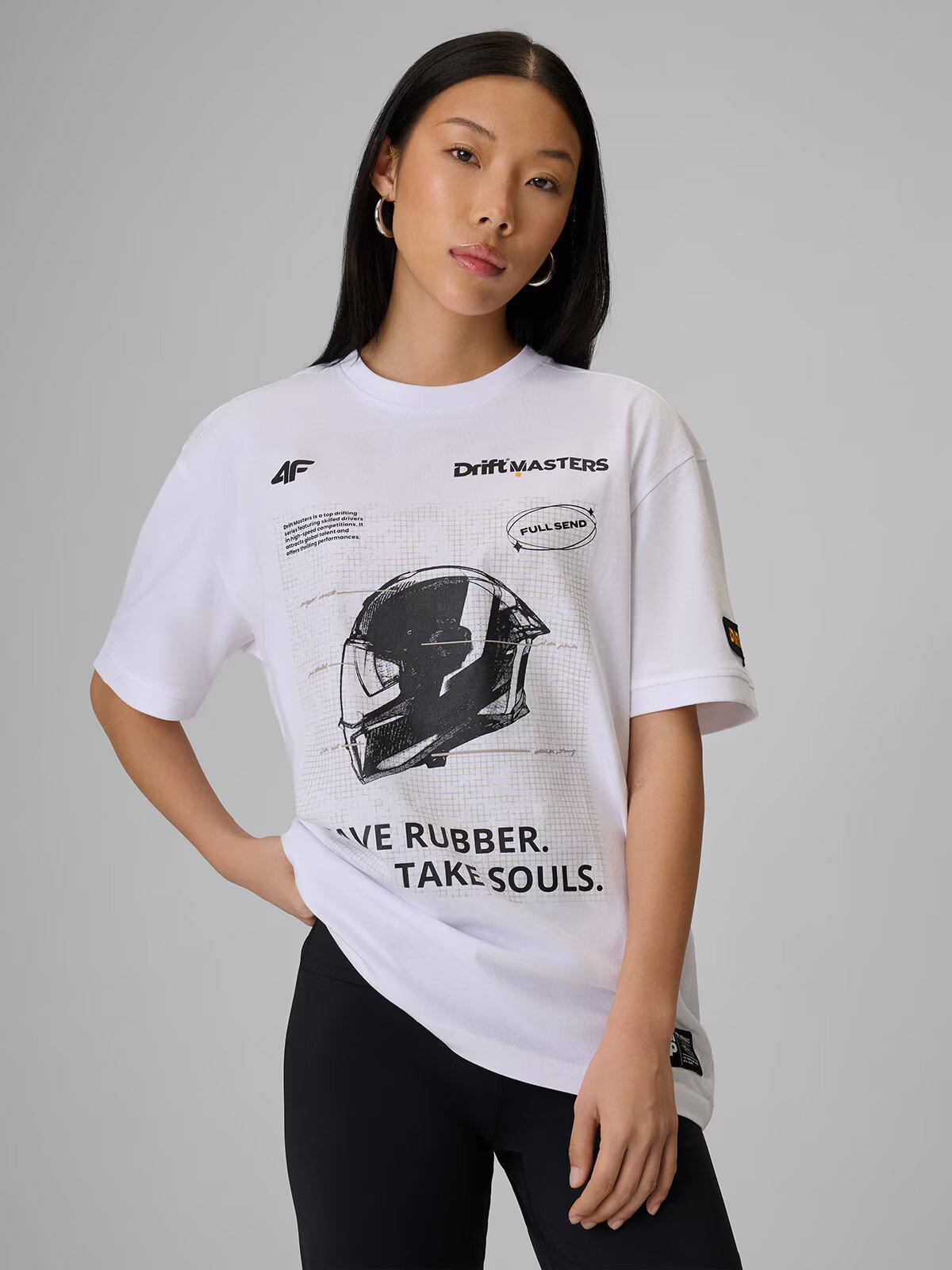 4F T-shirt loose cu imprimeu unisex x Drift Masters - XL