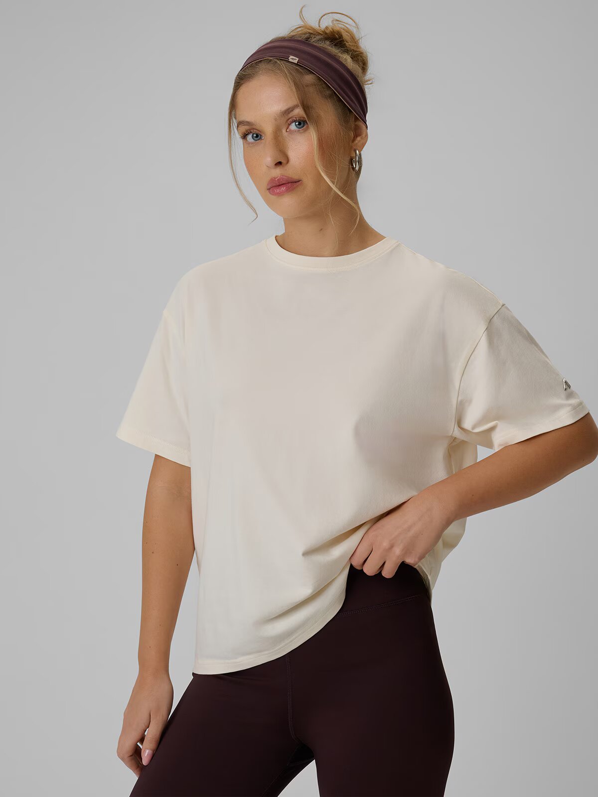4F T-shirt loose simplu pentru femei - crem M