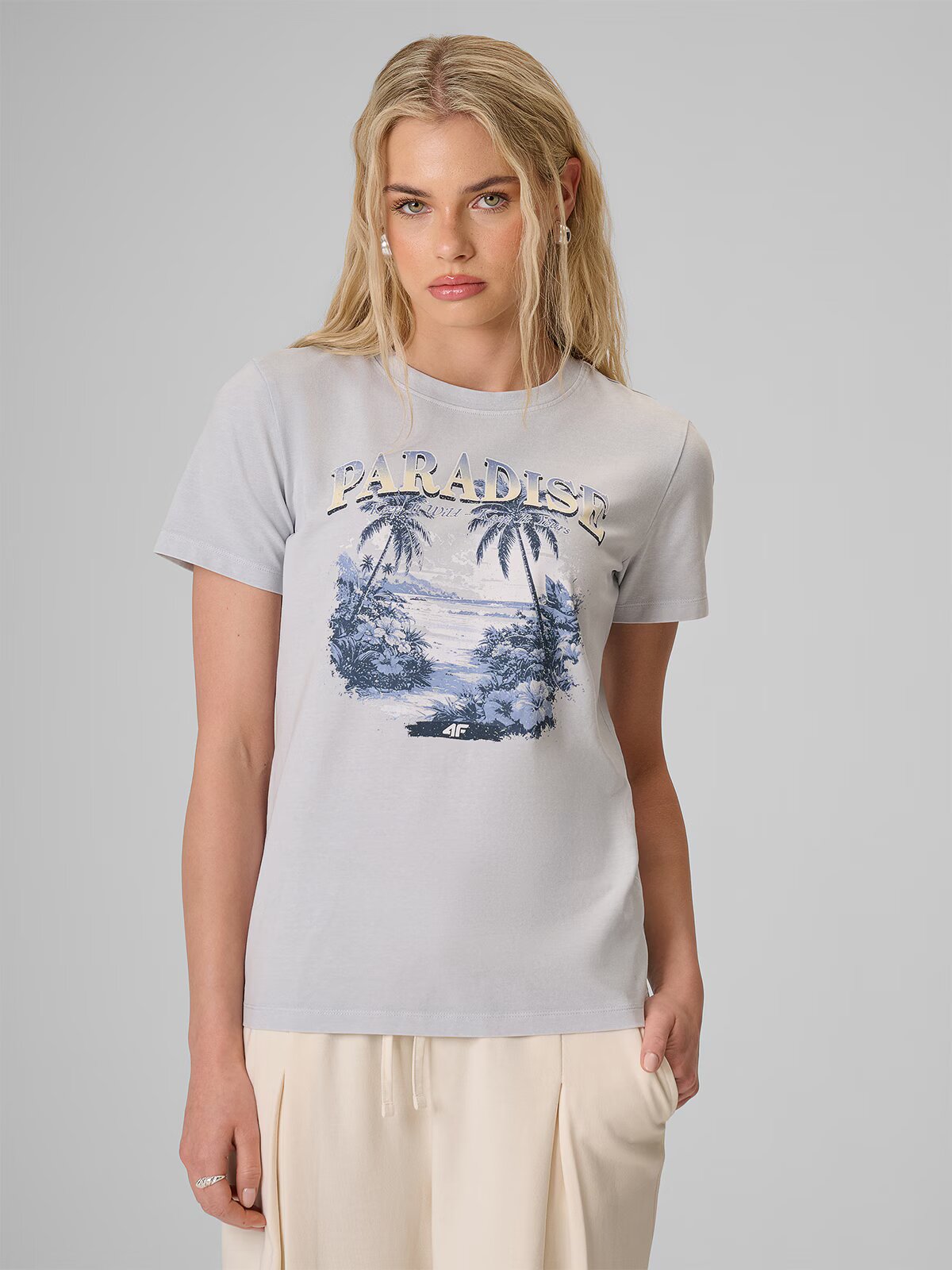 4F T-shirt regular cu imprimeu pentru femei - S