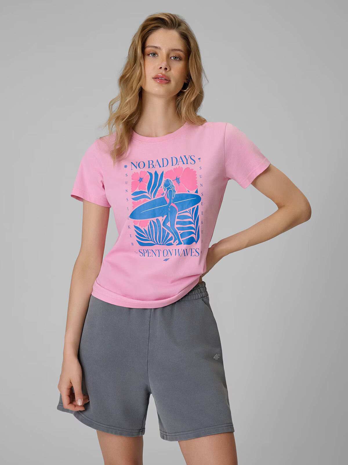 4F T-shirt regular cu imprimeu pentru femei - XS