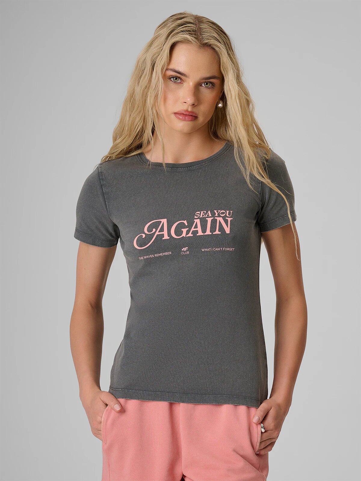 4F T-shirt slim cu imprimeu pentru femei - L