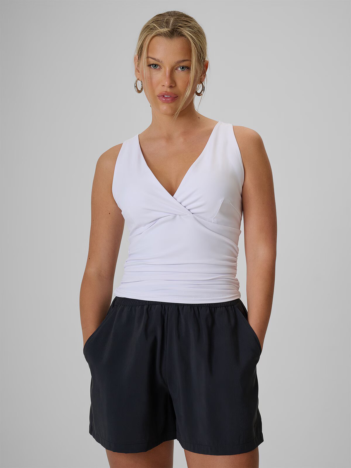 4F Top slim cu drapaj pentru femei - S