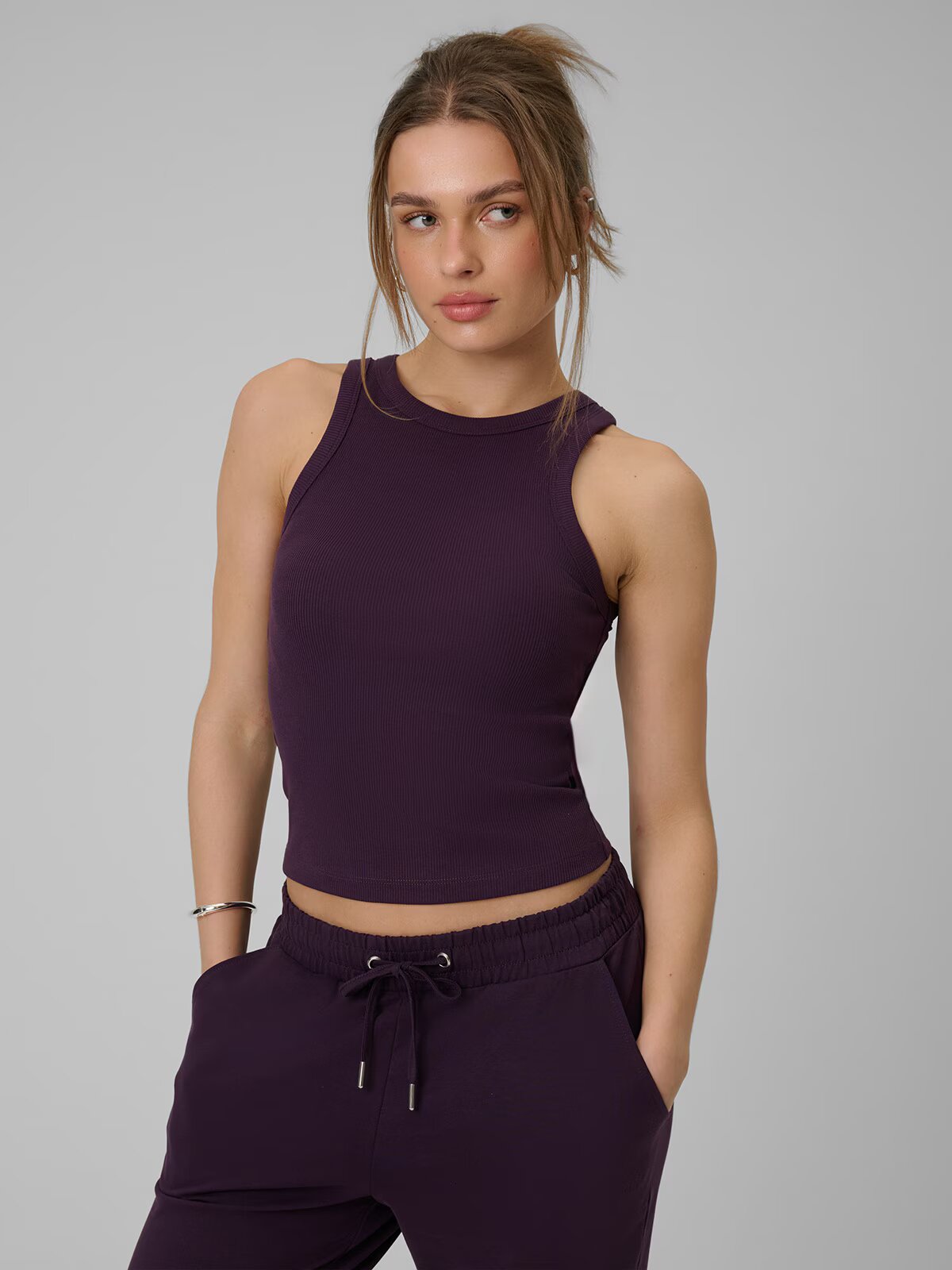 4F Top slim din tricot striat pentru femei - L