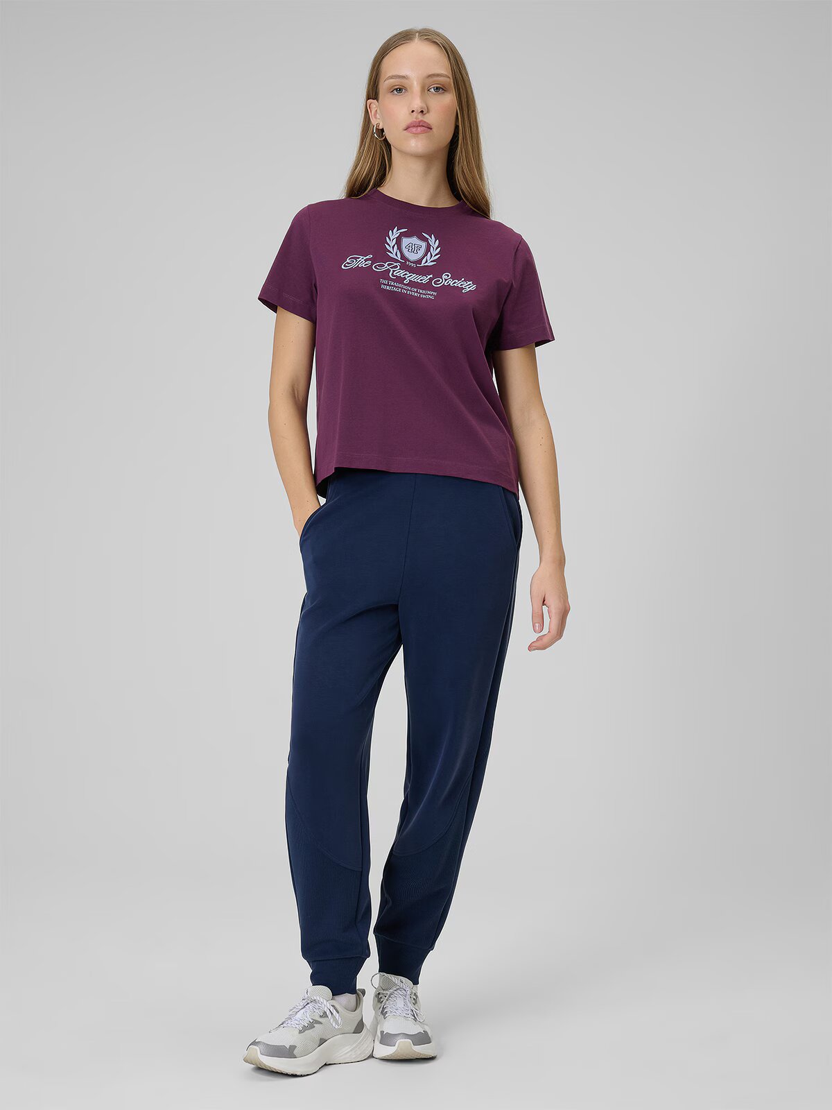4F Tricou boxy cu imprimeu pentru femei - burgund XS