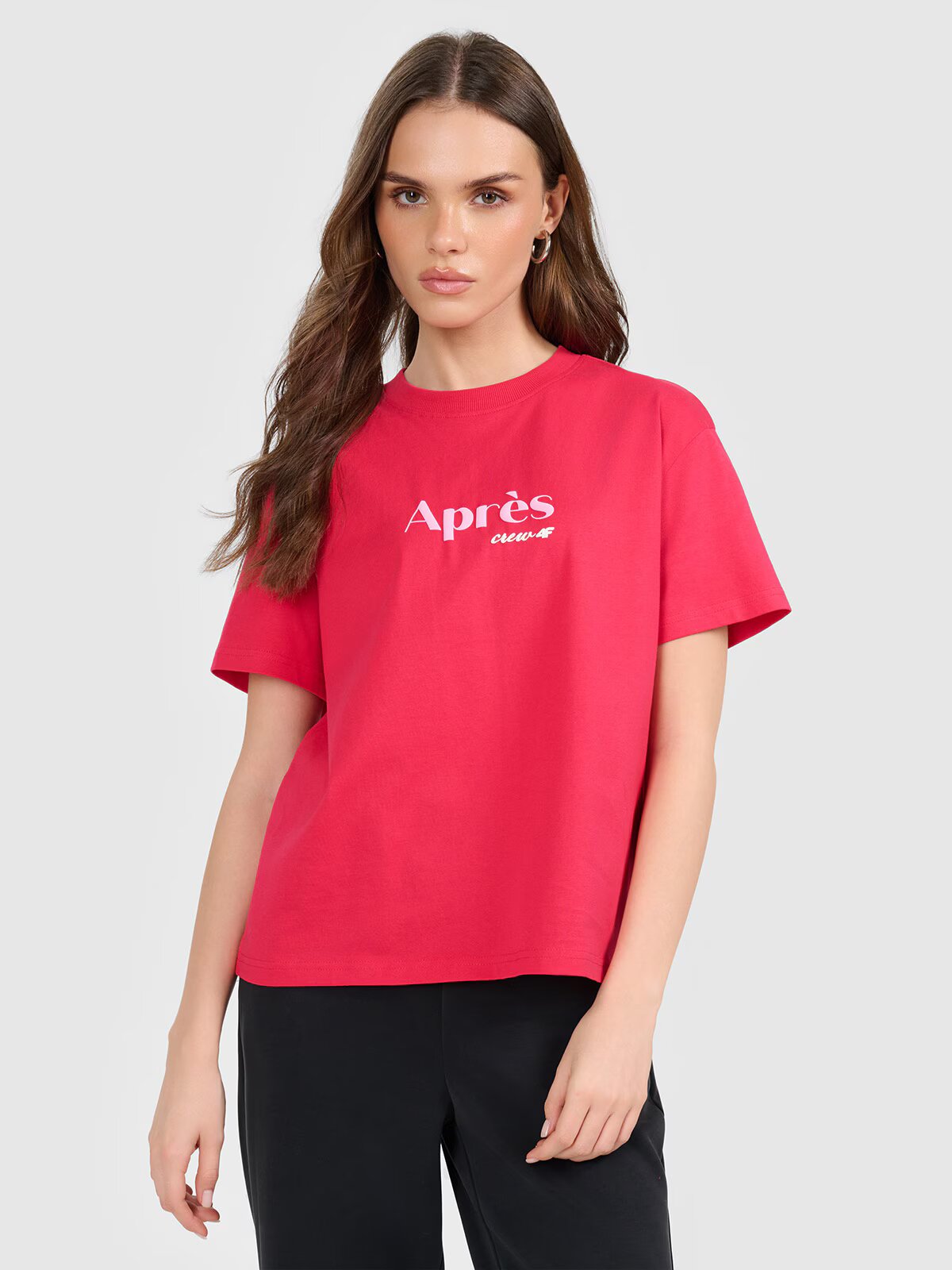 4F Tricou boxy cu imprimeu pentru femei - roșu XS